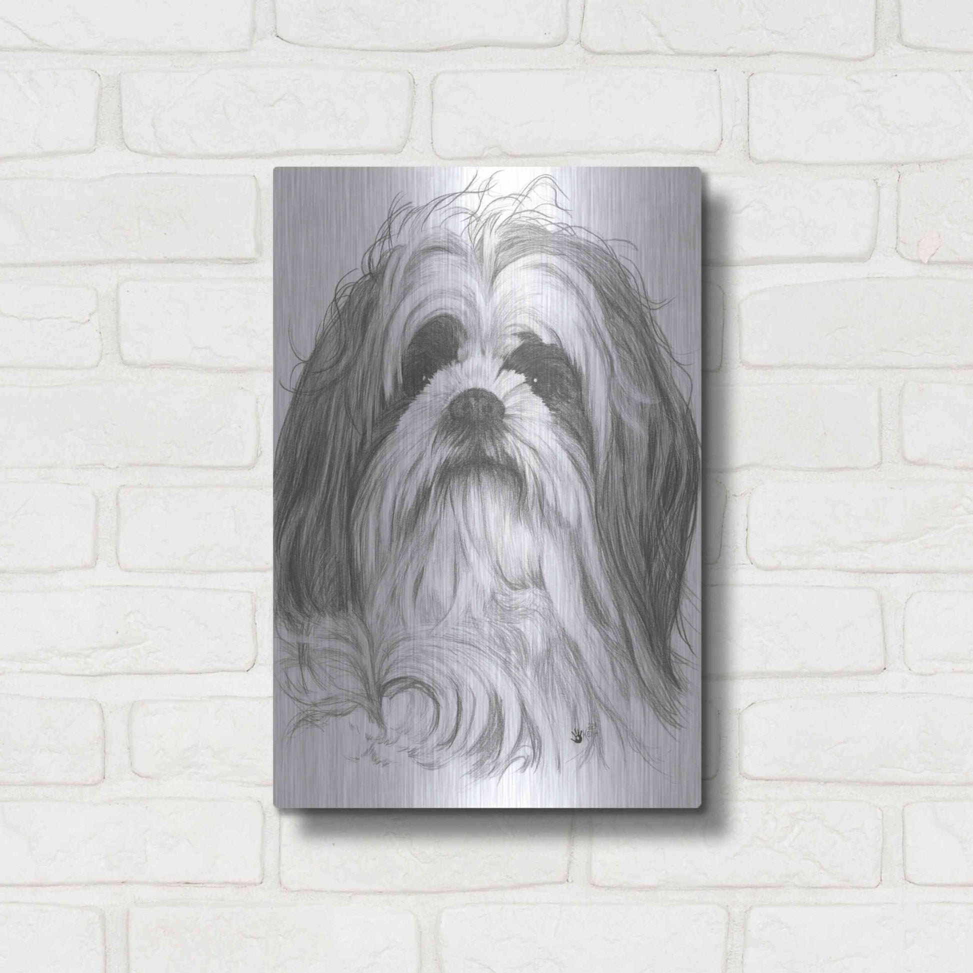 Luxe Metal Art 'Shih-Poo' by Barbara Keith, Metal Wall Art,12x16