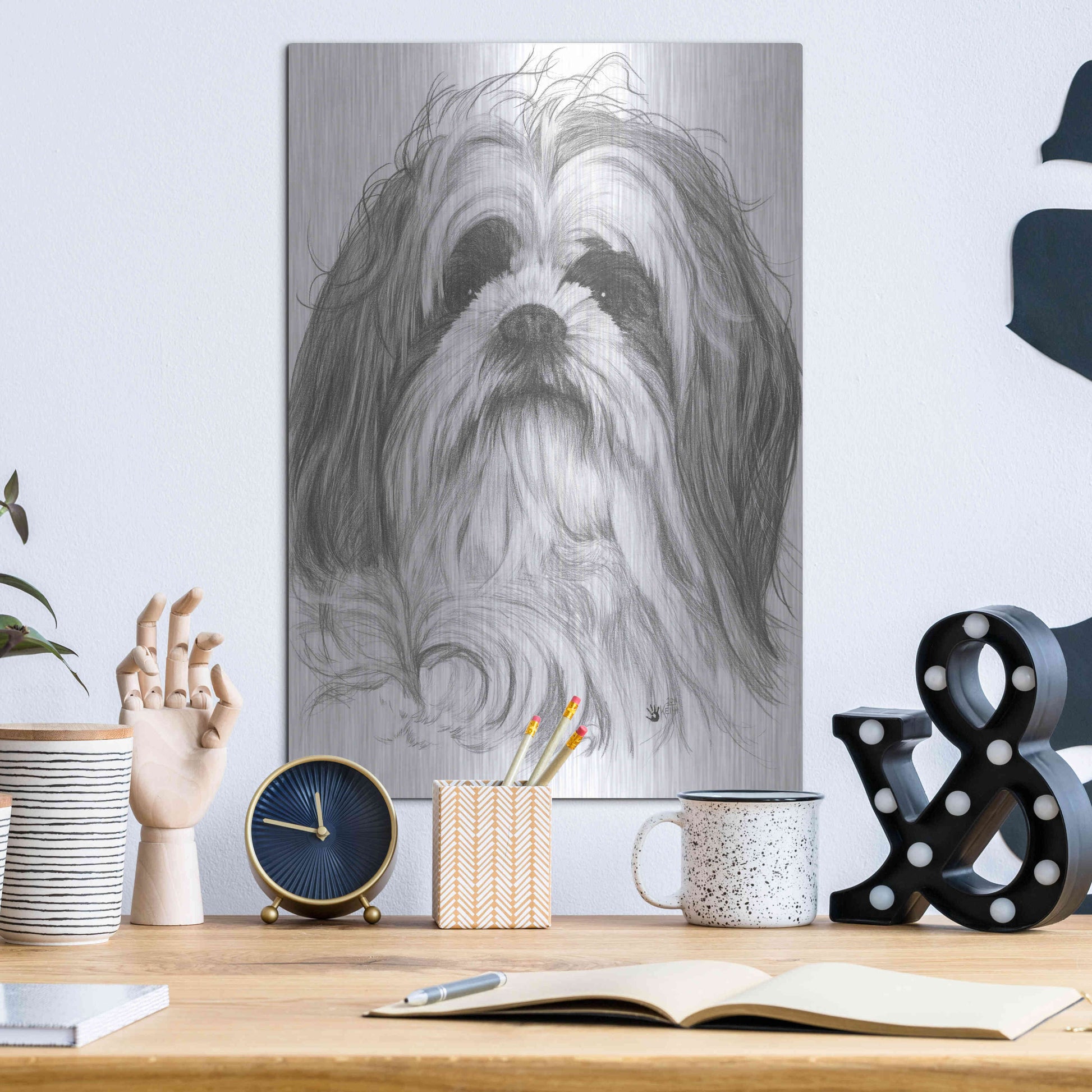 Luxe Metal Art 'Shih-Poo' by Barbara Keith, Metal Wall Art,12x16