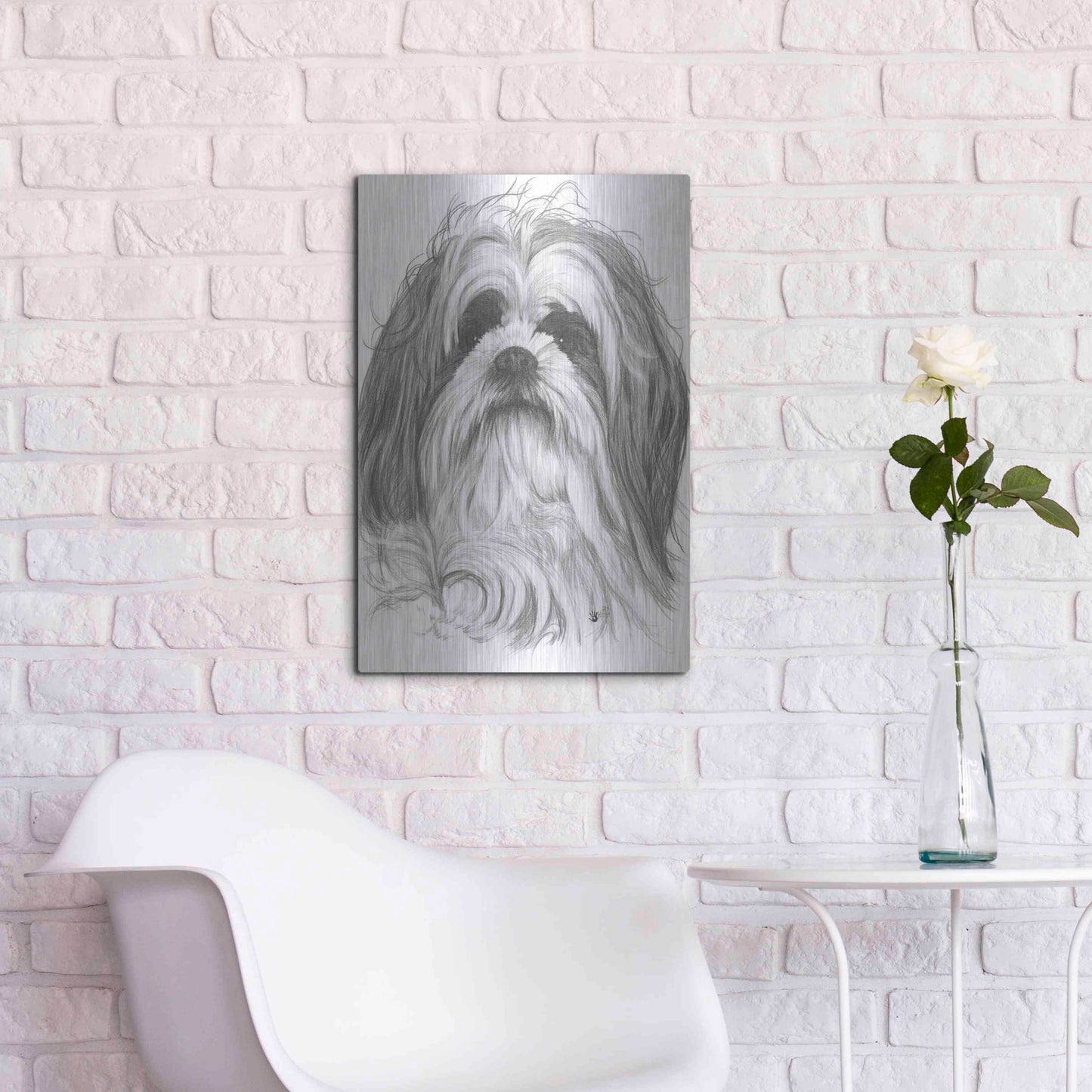 Luxe Metal Art 'Shih-Poo' by Barbara Keith, Metal Wall Art,16x24