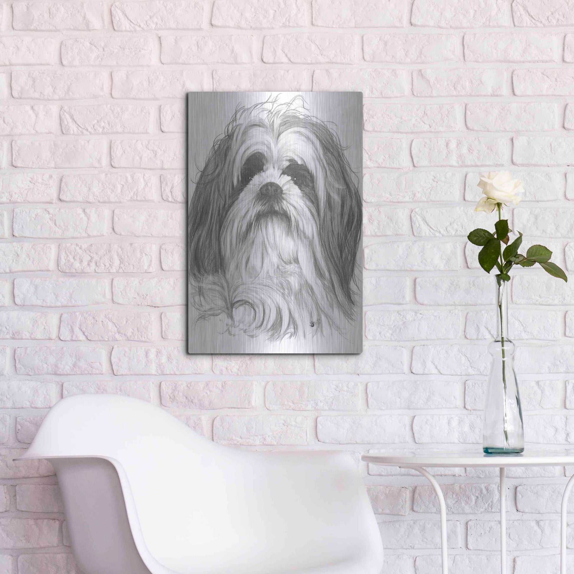 Luxe Metal Art 'Shih-Poo' by Barbara Keith, Metal Wall Art,16x24