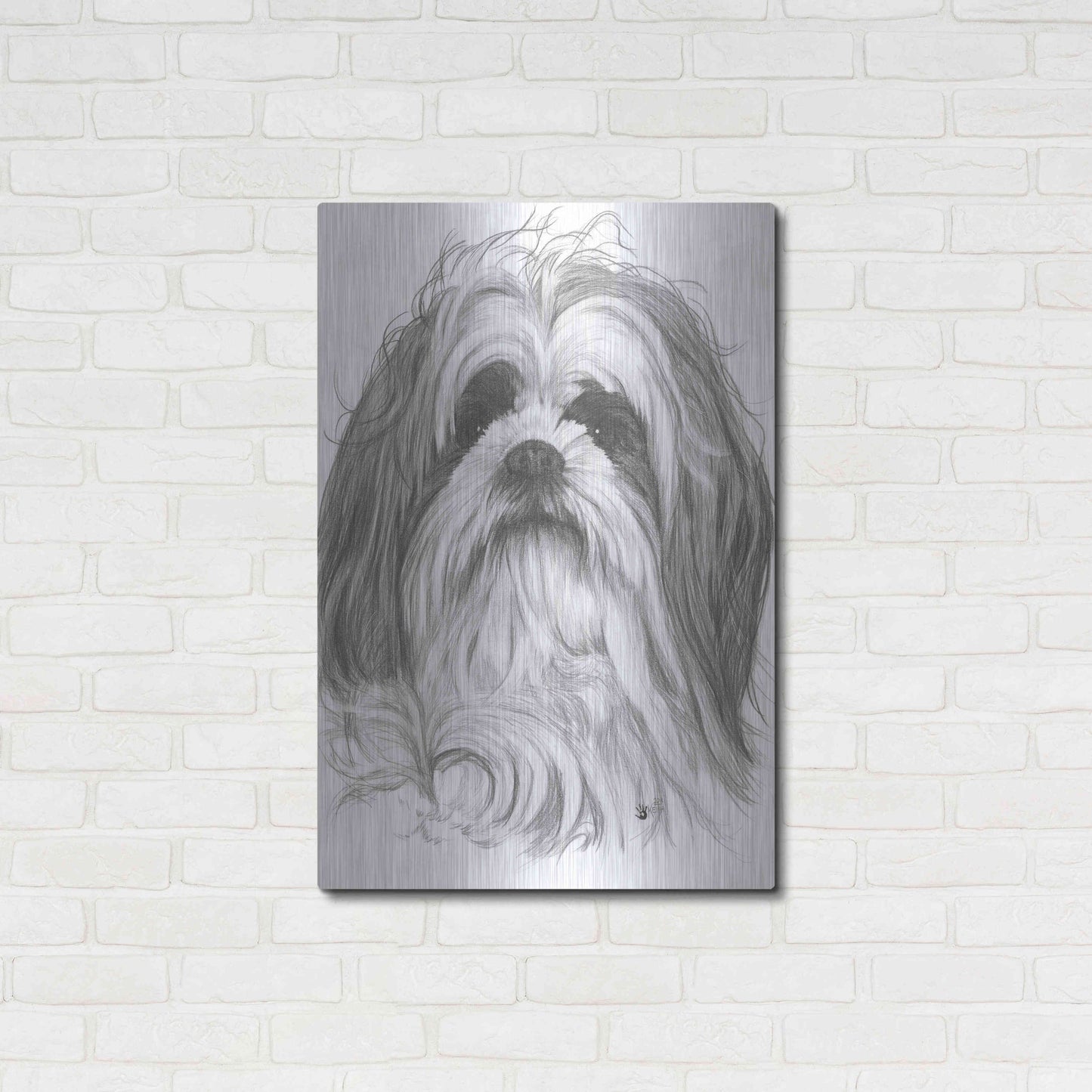 Luxe Metal Art 'Shih-Poo' by Barbara Keith, Metal Wall Art,24x36