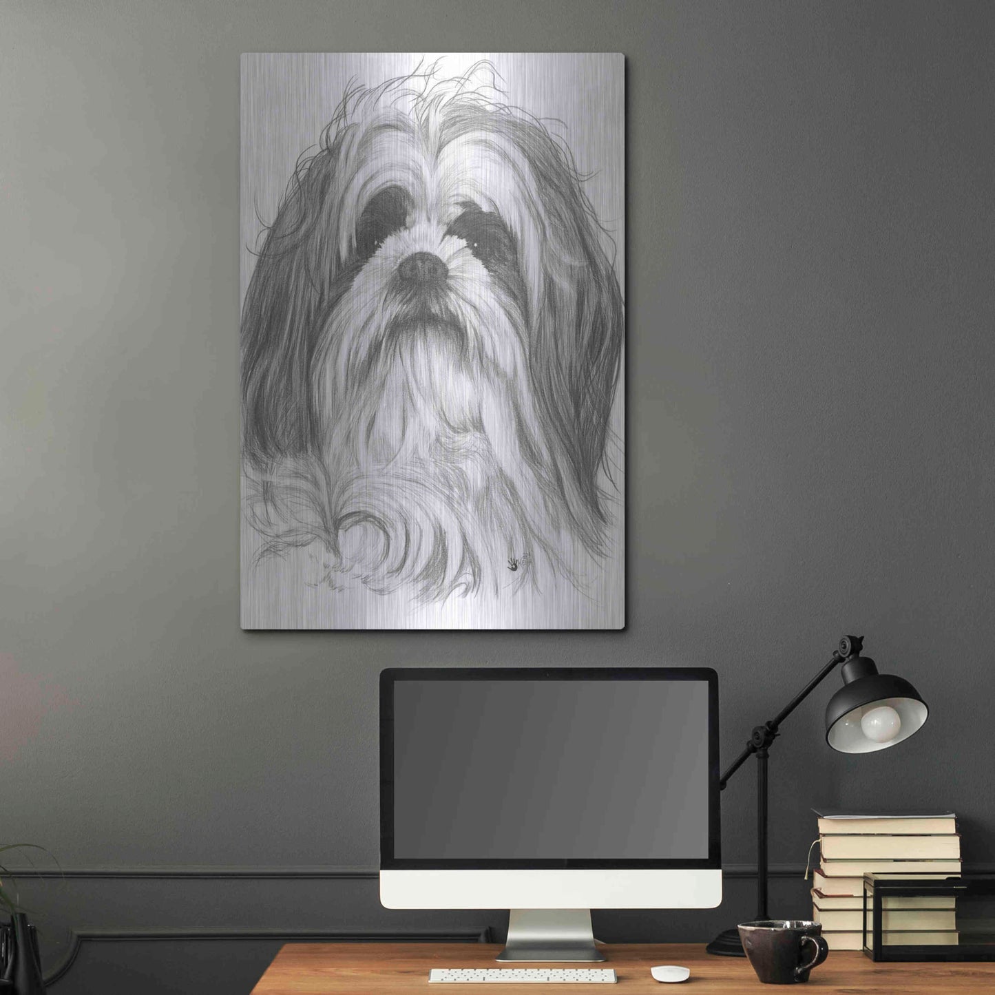 Luxe Metal Art 'Shih-Poo' by Barbara Keith, Metal Wall Art,24x36