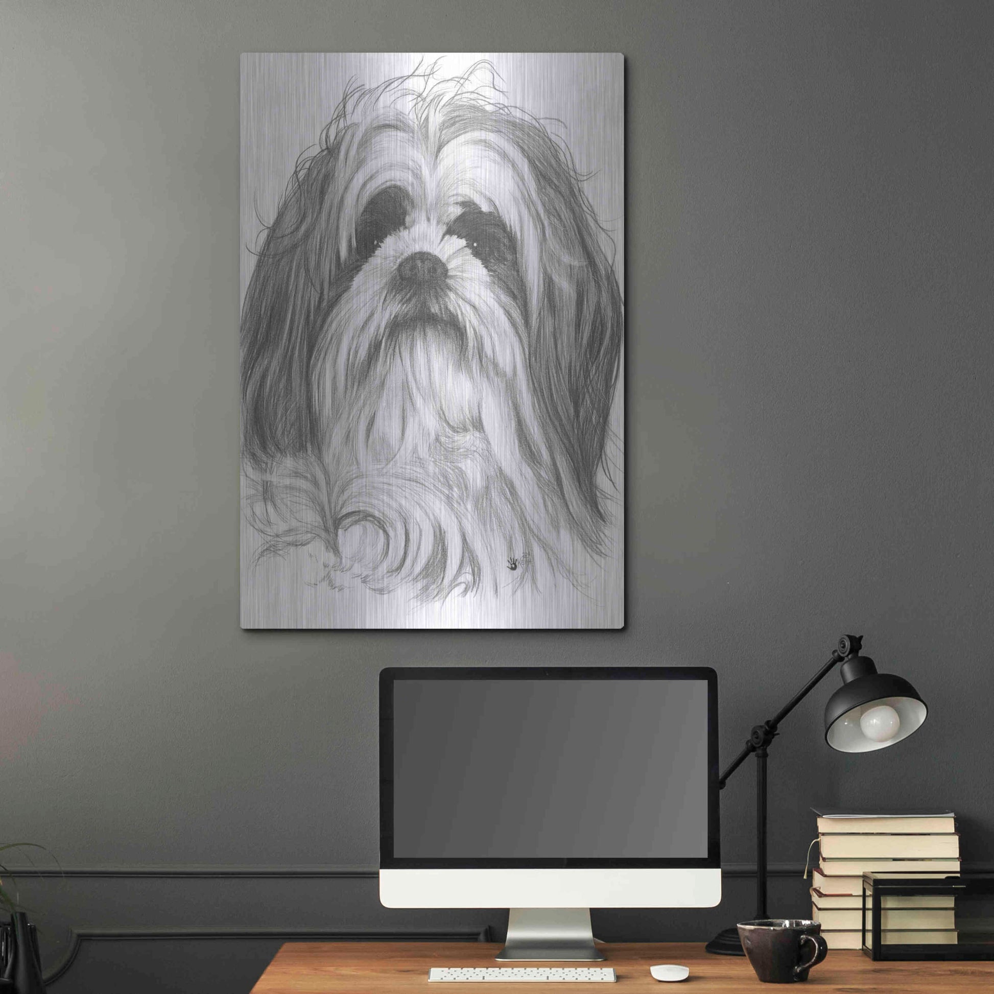 Luxe Metal Art 'Shih-Poo' by Barbara Keith, Metal Wall Art,24x36