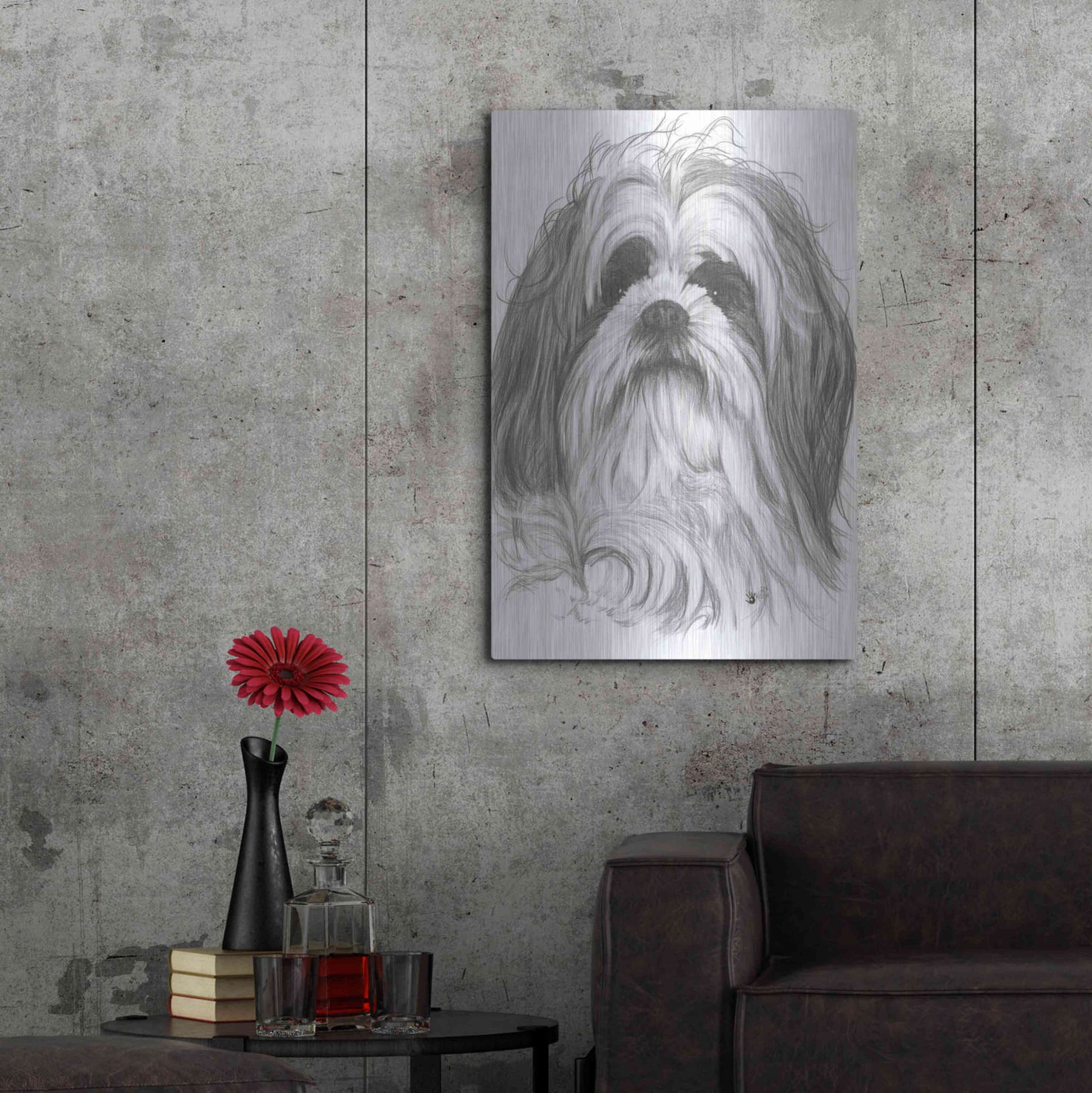 Luxe Metal Art 'Shih-Poo' by Barbara Keith, Metal Wall Art,24x36