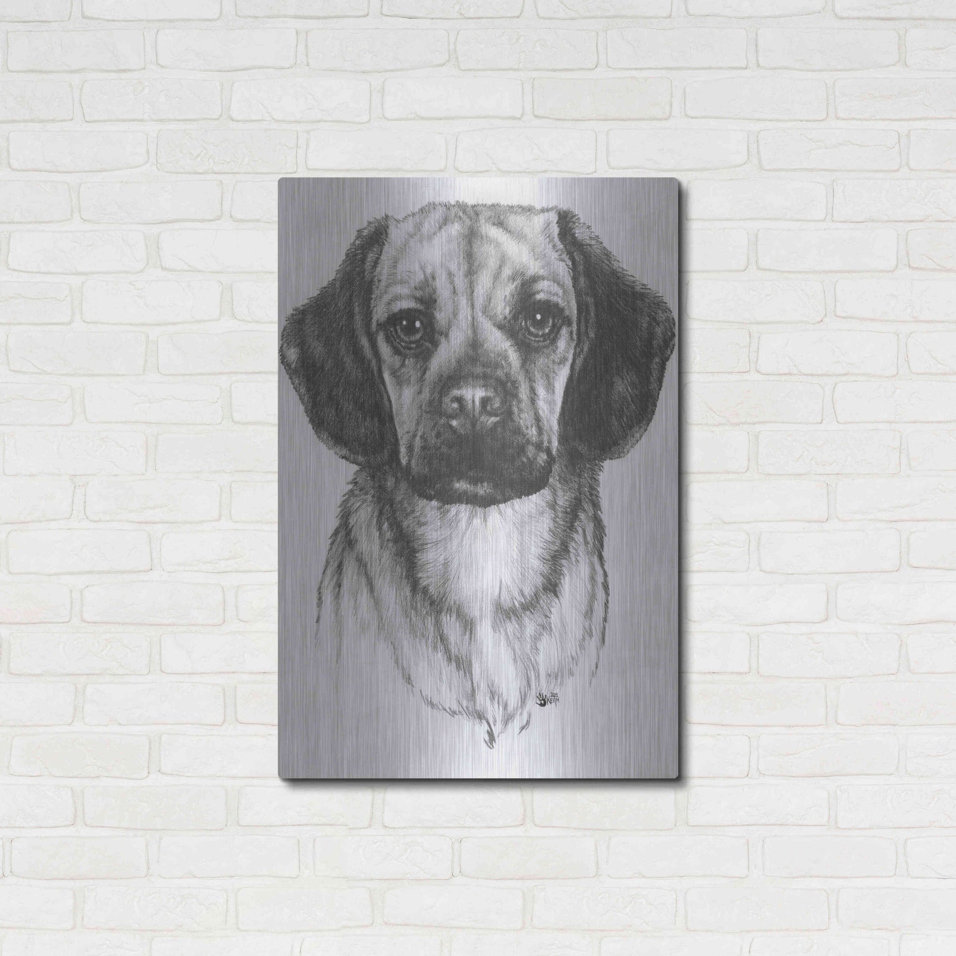 Luxe Metal Art 'Mr. Puggle' by Barbara Keith, Metal Wall Art,24x36