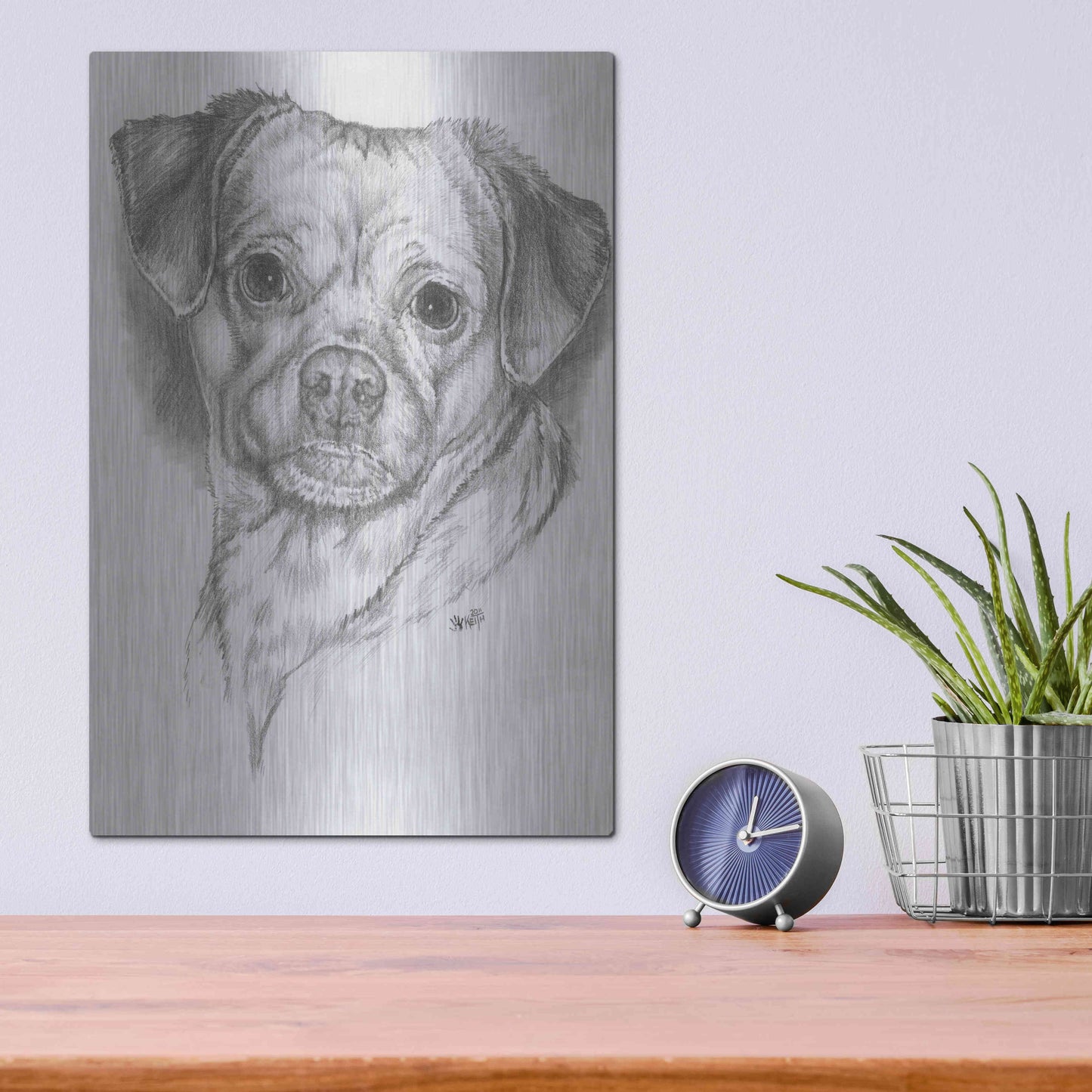 Luxe Metal Art 'Pugwawa' by Barbara Keith, Metal Wall Art,12x16