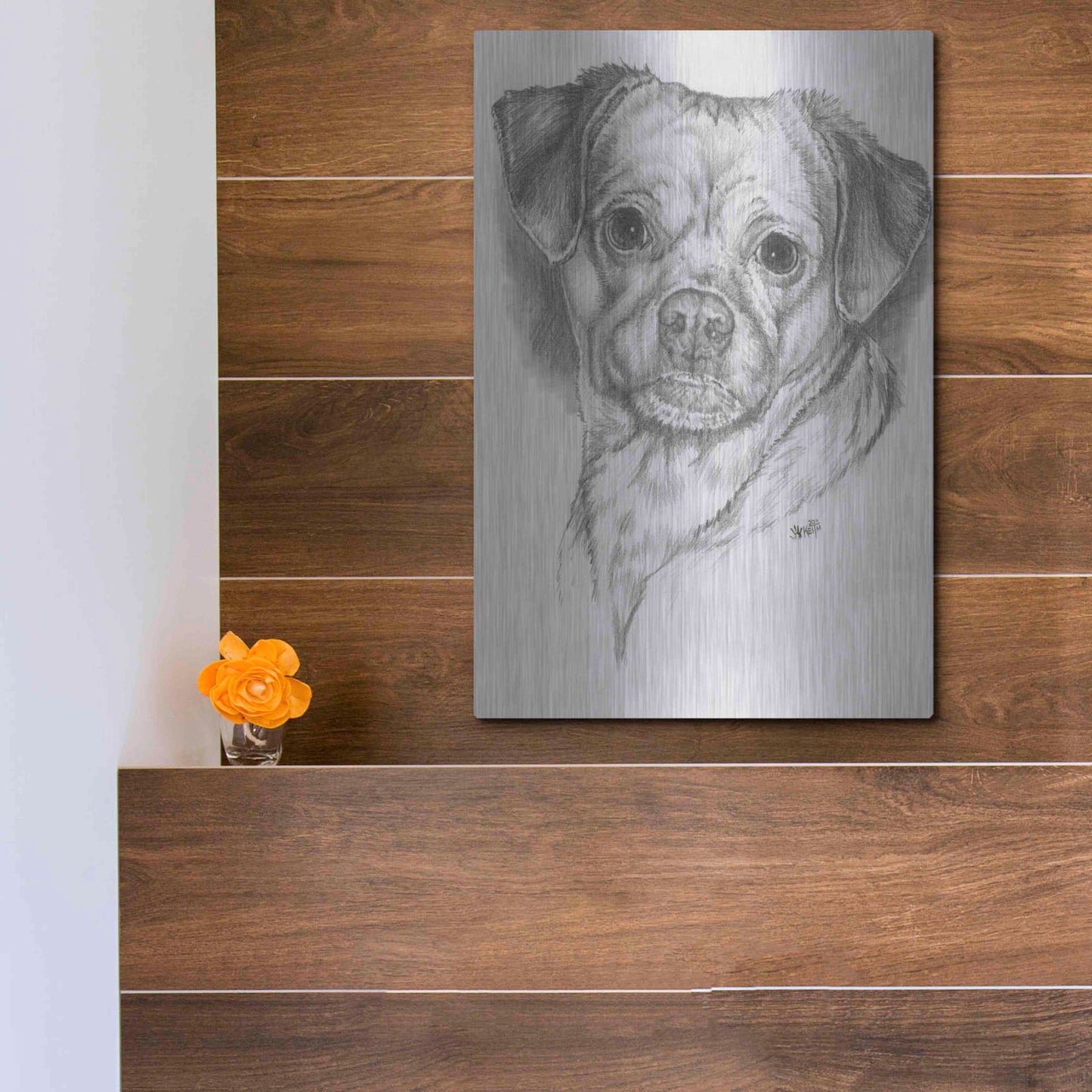 Luxe Metal Art 'Pugwawa' by Barbara Keith, Metal Wall Art,12x16