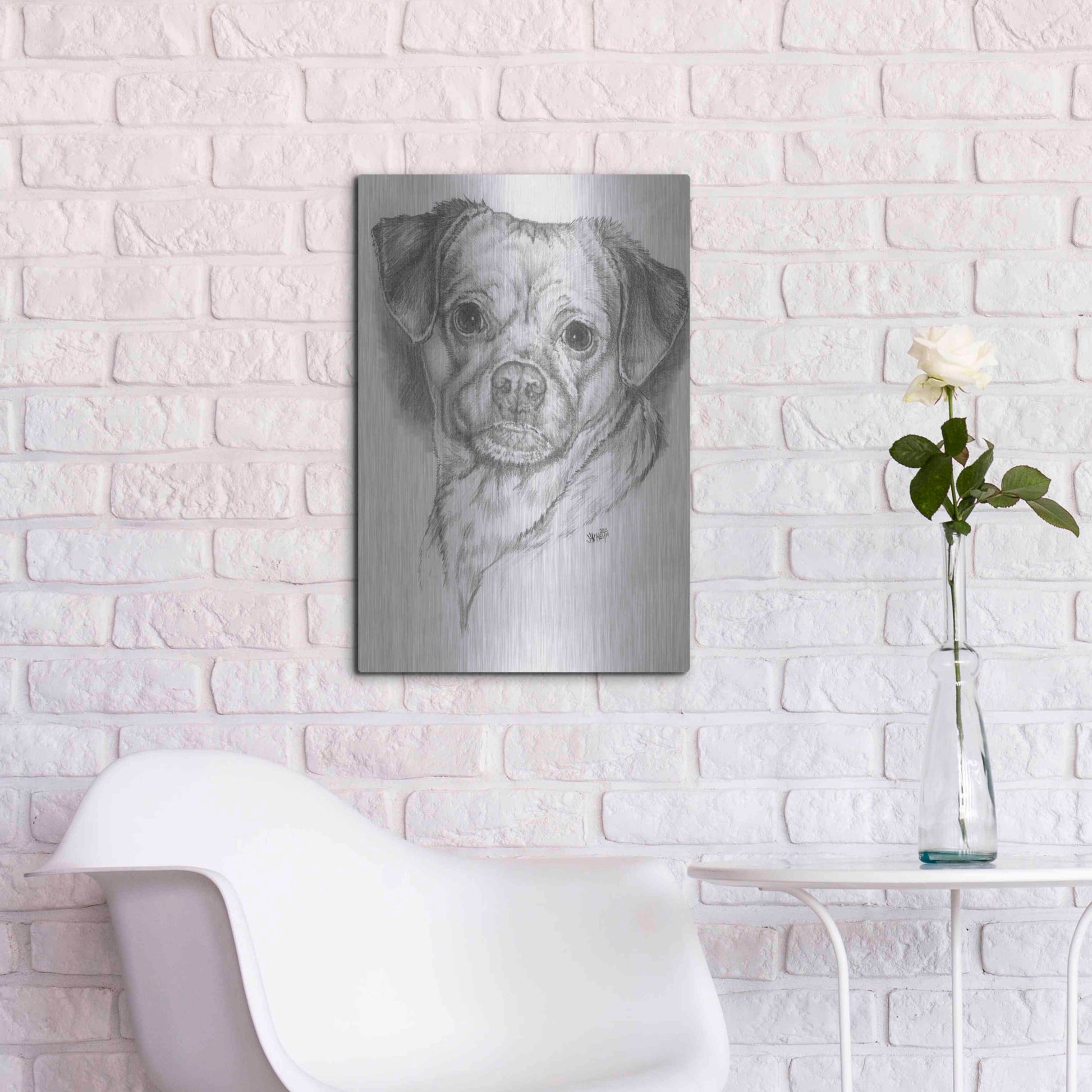 Luxe Metal Art 'Pugwawa' by Barbara Keith, Metal Wall Art,16x24