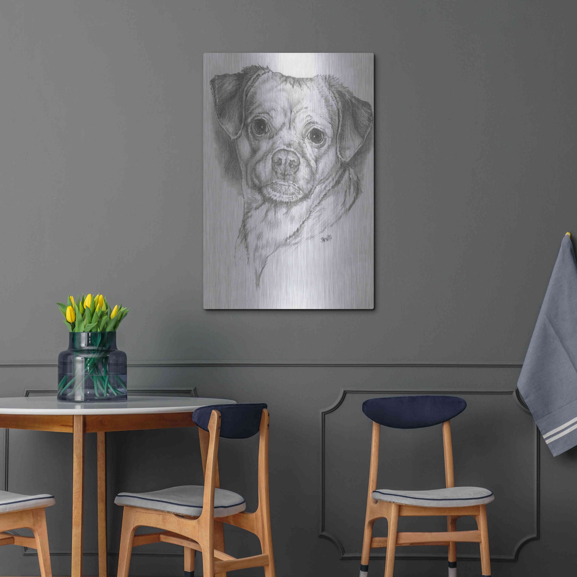 Luxe Metal Art 'Pugwawa' by Barbara Keith, Metal Wall Art,24x36