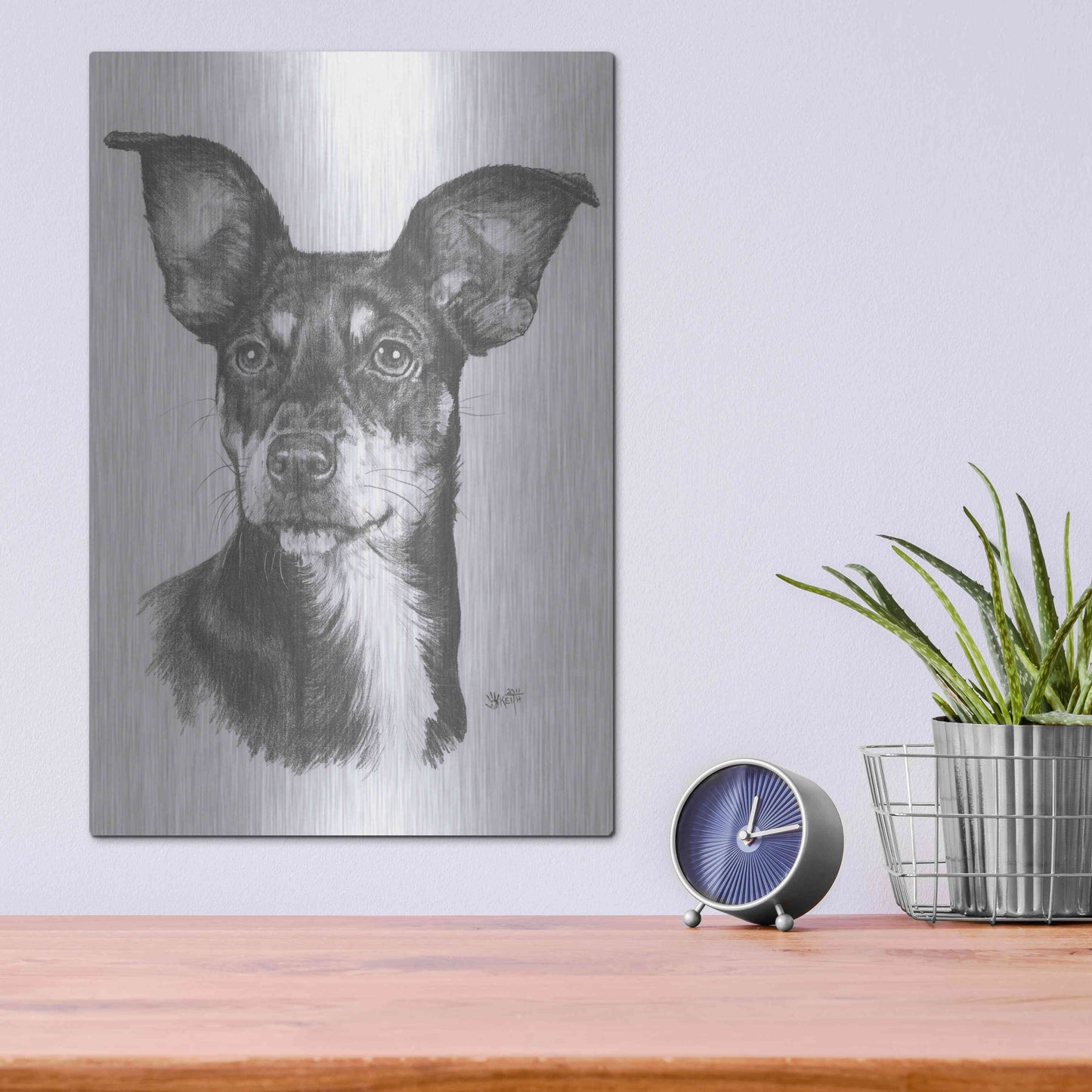 Luxe Metal Art 'Chiweenie' by Barbara Keith, Metal Wall Art,12x16