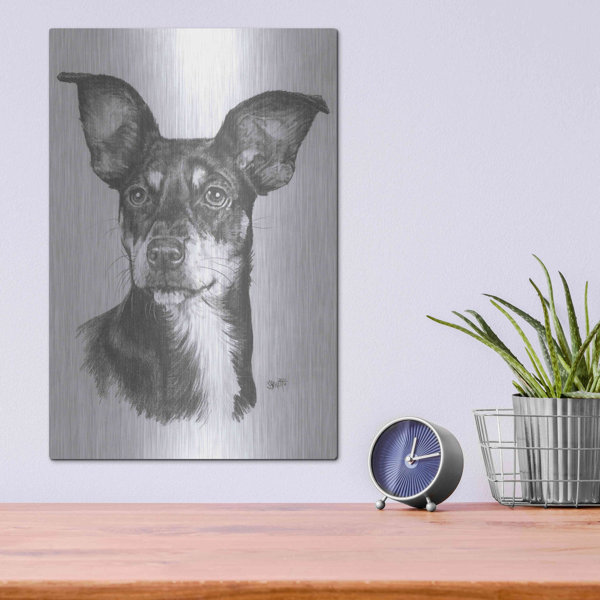 Luxe Metal Art 'Chiweenie' by Barbara Keith, Metal Wall Art,12x16
