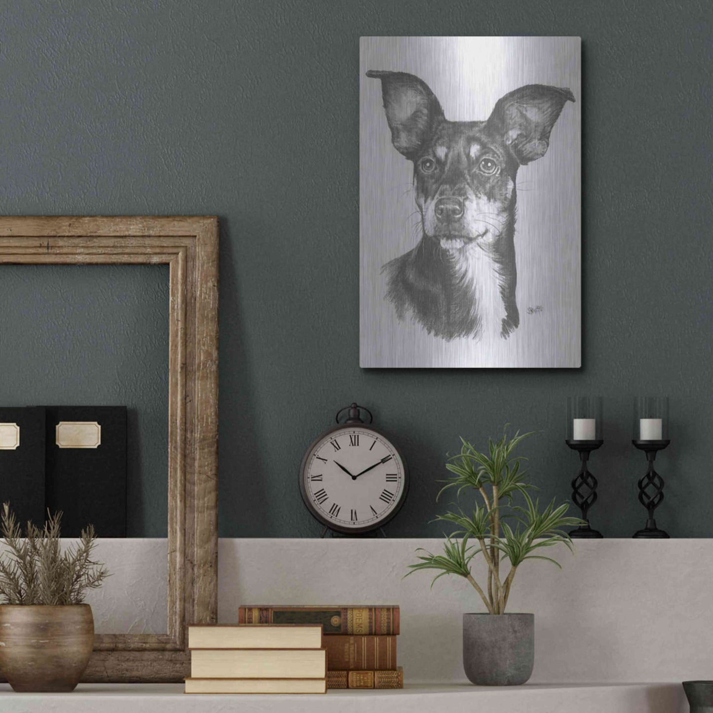 Luxe Metal Art 'Chiweenie' by Barbara Keith, Metal Wall Art,12x16