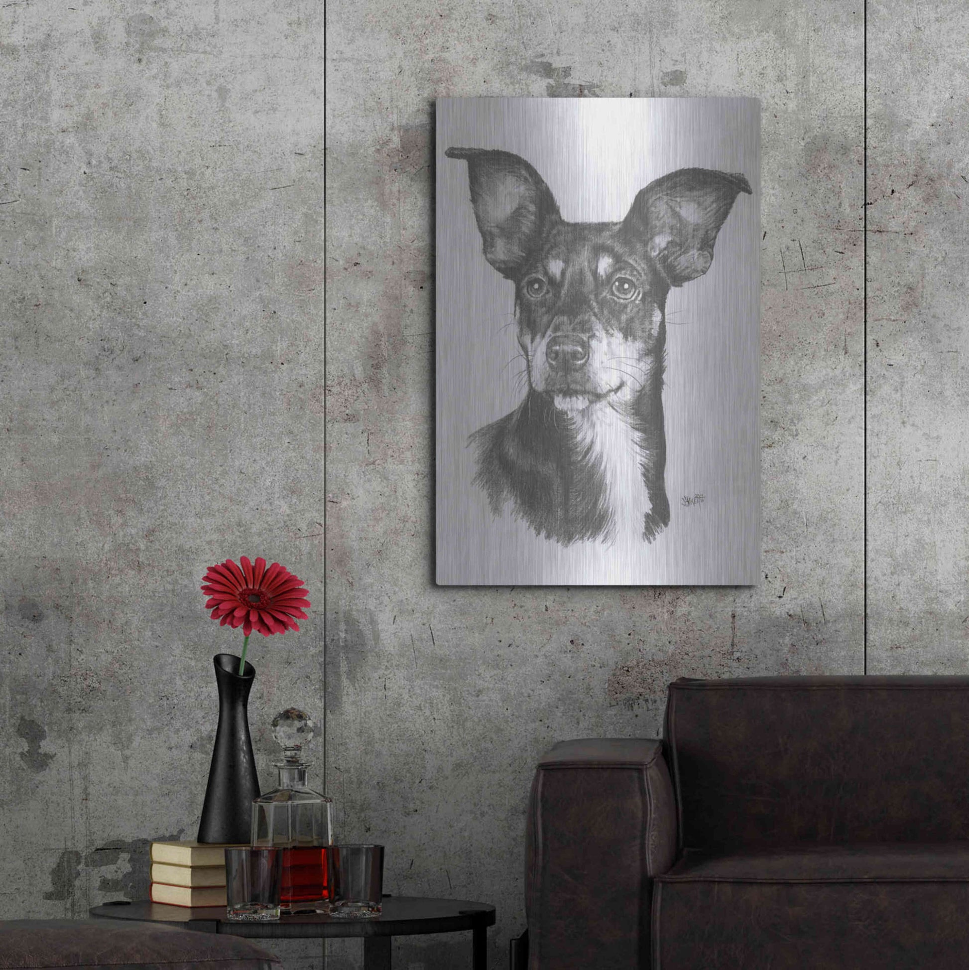 Luxe Metal Art 'Chiweenie' by Barbara Keith, Metal Wall Art,24x36