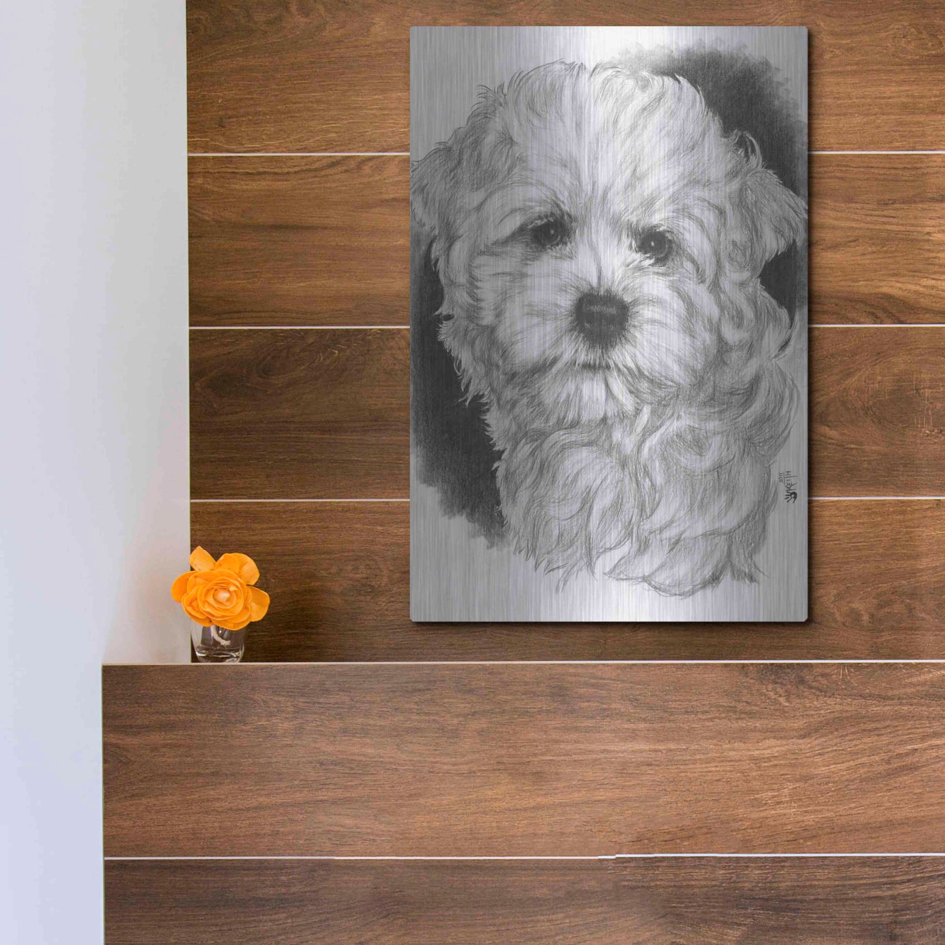 Luxe Metal Art 'Maltichon' by Barbara Keith, Metal Wall Art,12x16