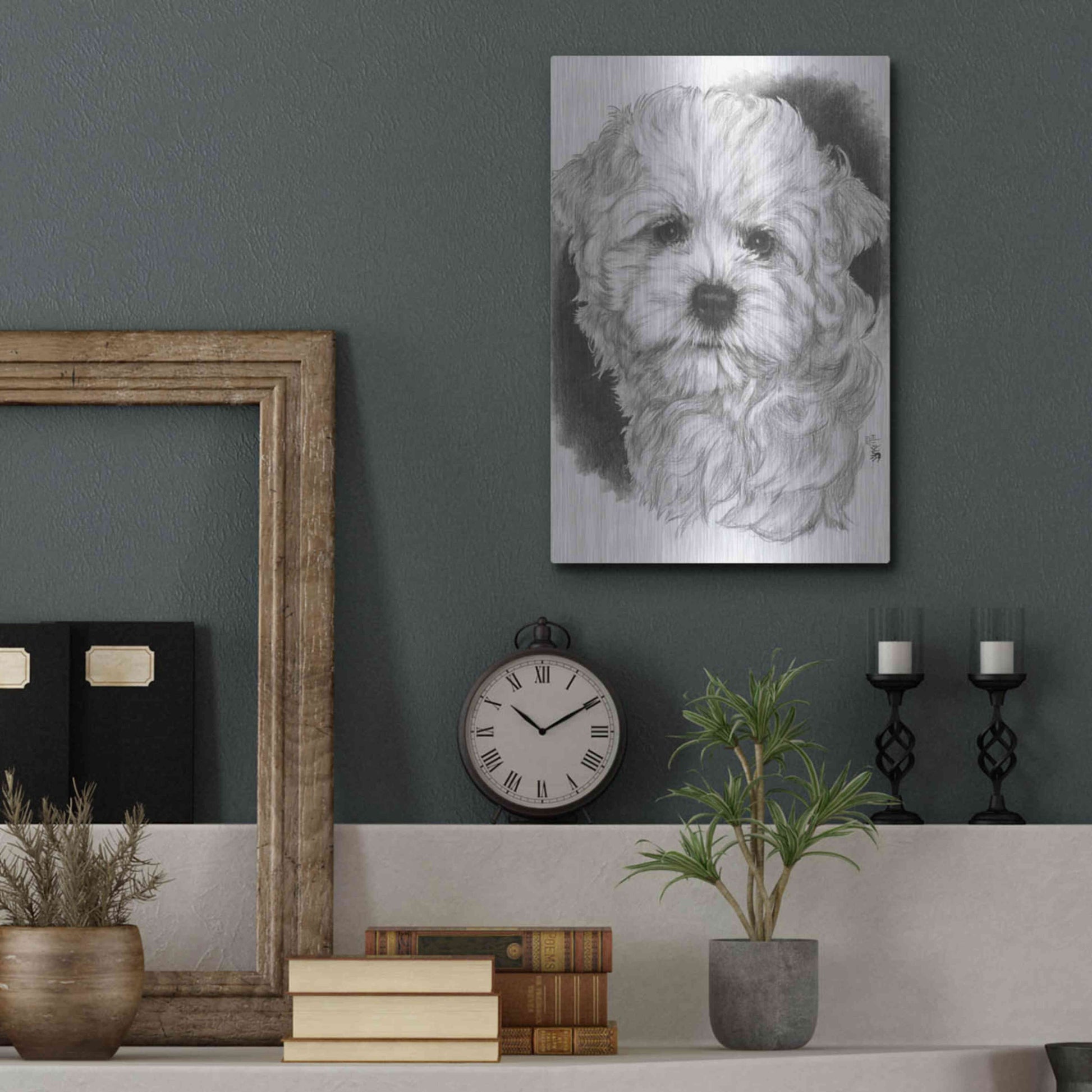 Luxe Metal Art 'Maltichon' by Barbara Keith, Metal Wall Art,12x16