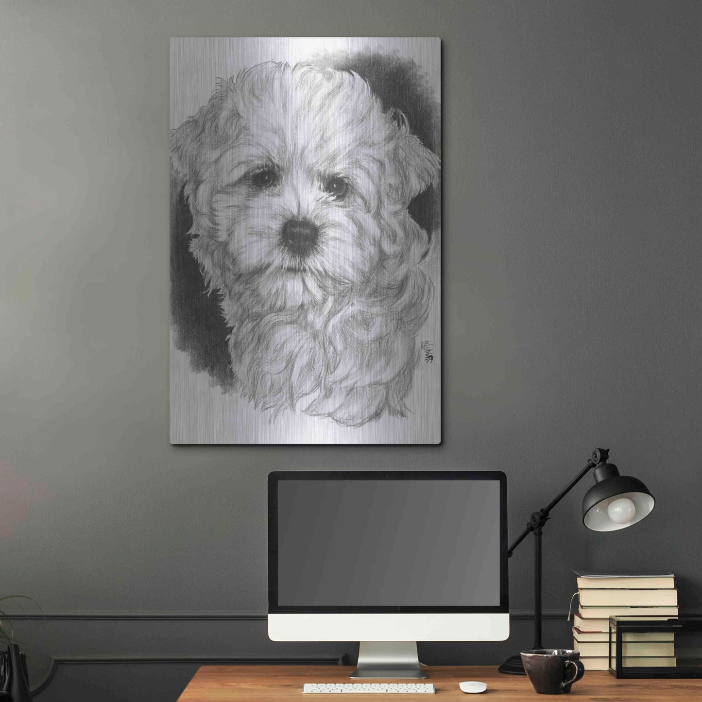 Luxe Metal Art 'Maltichon' by Barbara Keith, Metal Wall Art,24x36