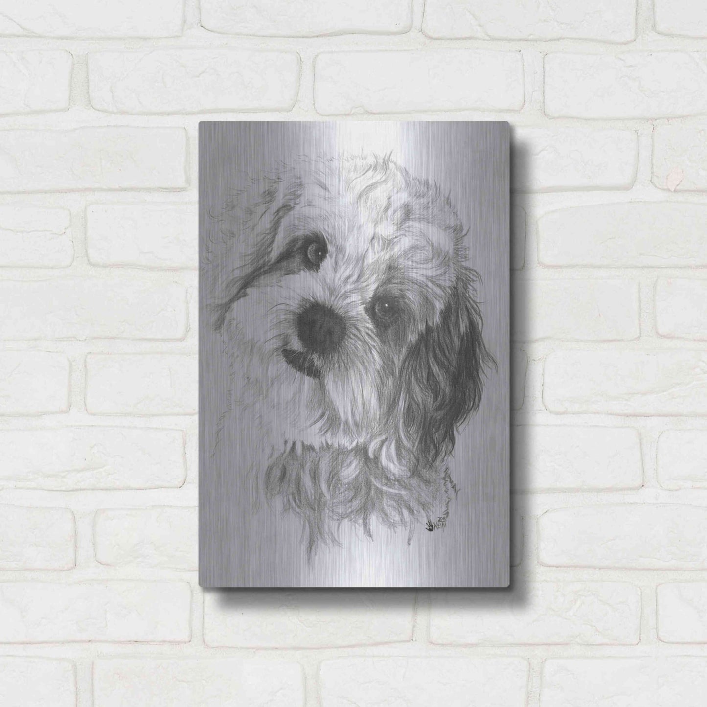 Luxe Metal Art 'Cavachon' by Barbara Keith, Metal Wall Art,12x16