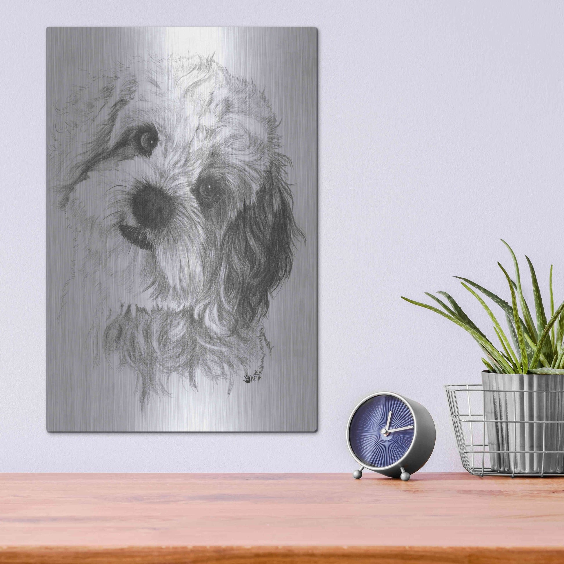 Luxe Metal Art 'Cavachon' by Barbara Keith, Metal Wall Art,12x16