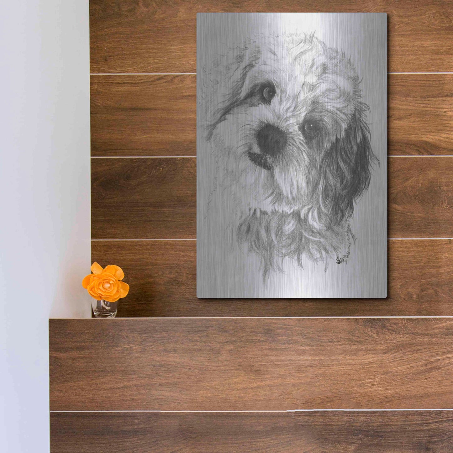 Luxe Metal Art 'Cavachon' by Barbara Keith, Metal Wall Art,12x16