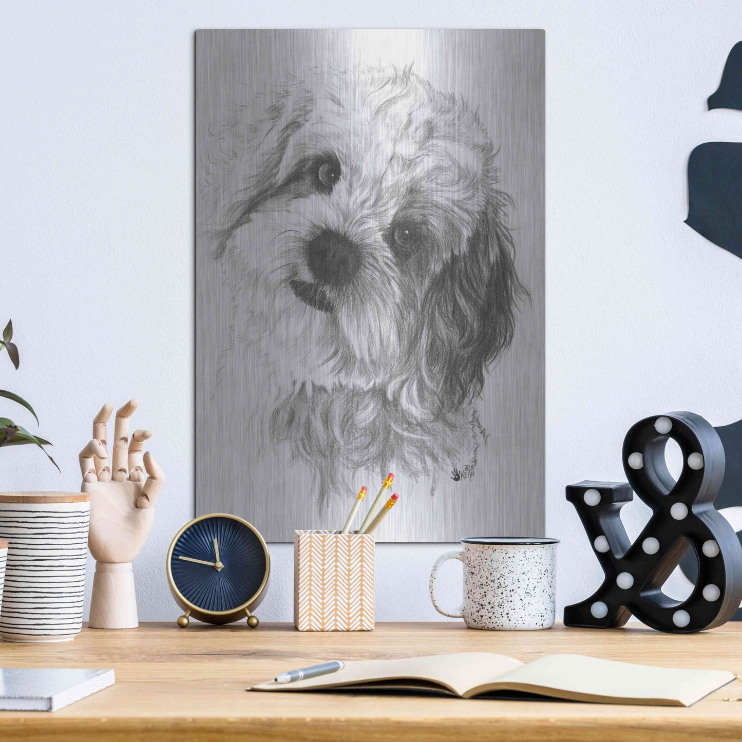 Luxe Metal Art 'Cavachon' by Barbara Keith, Metal Wall Art,12x16
