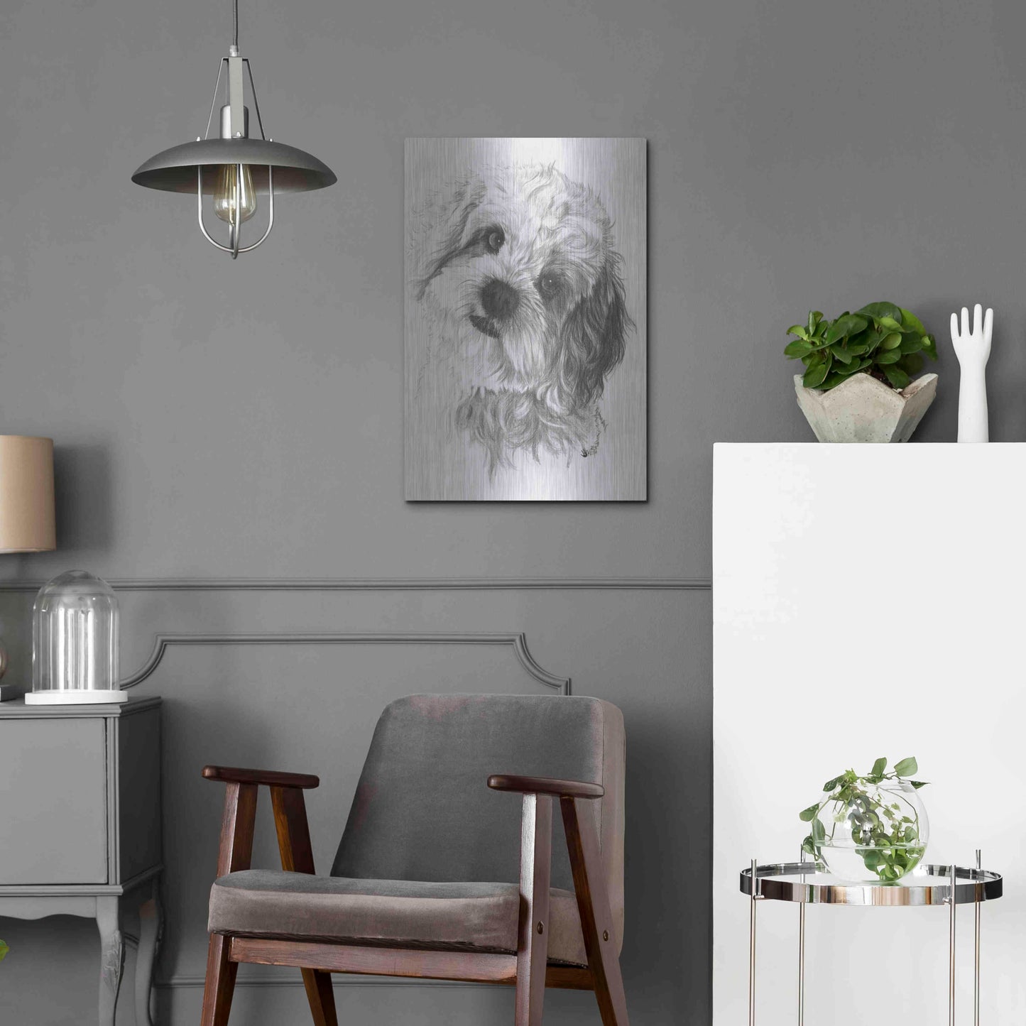 Luxe Metal Art 'Cavachon' by Barbara Keith, Metal Wall Art,16x24