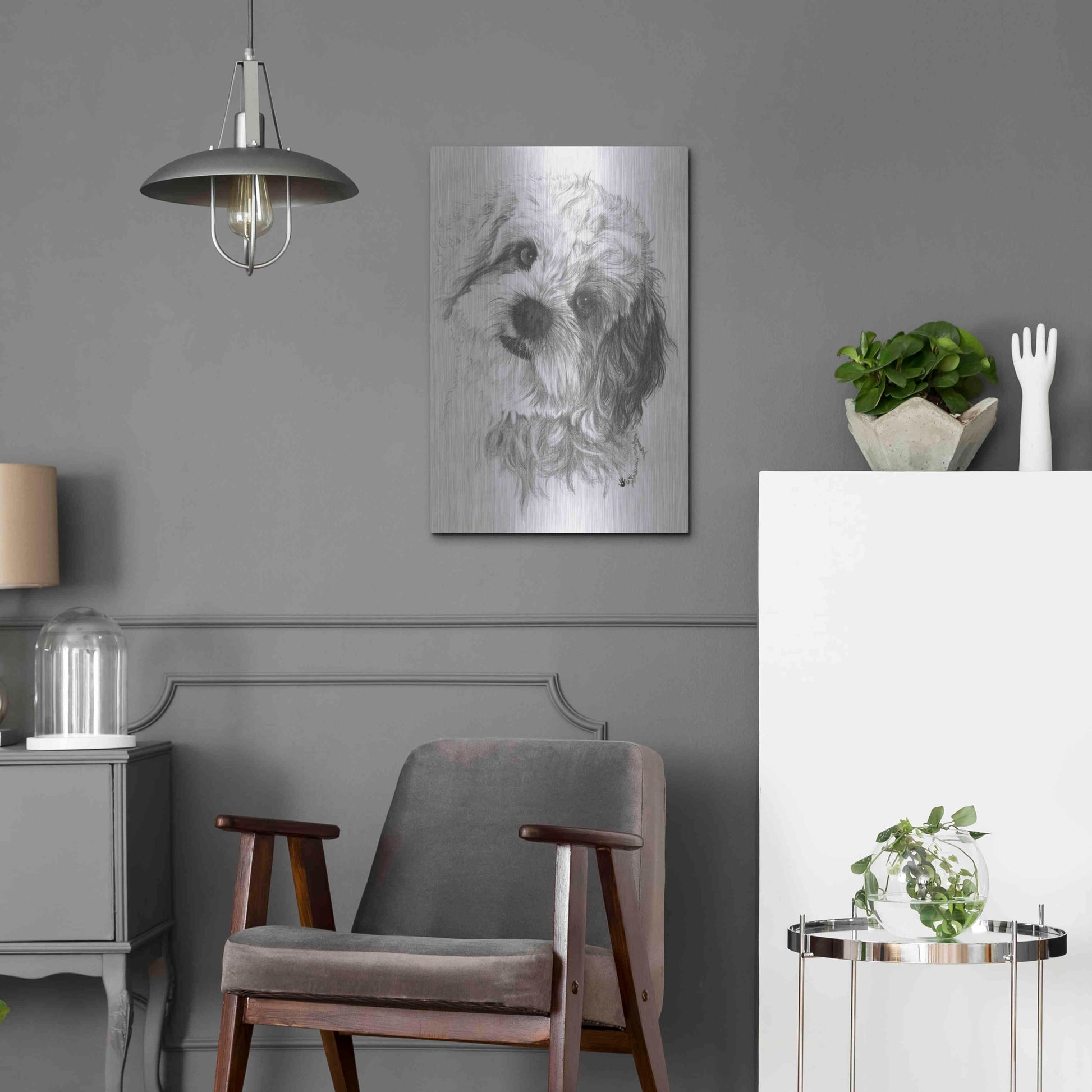 Luxe Metal Art 'Cavachon' by Barbara Keith, Metal Wall Art,16x24