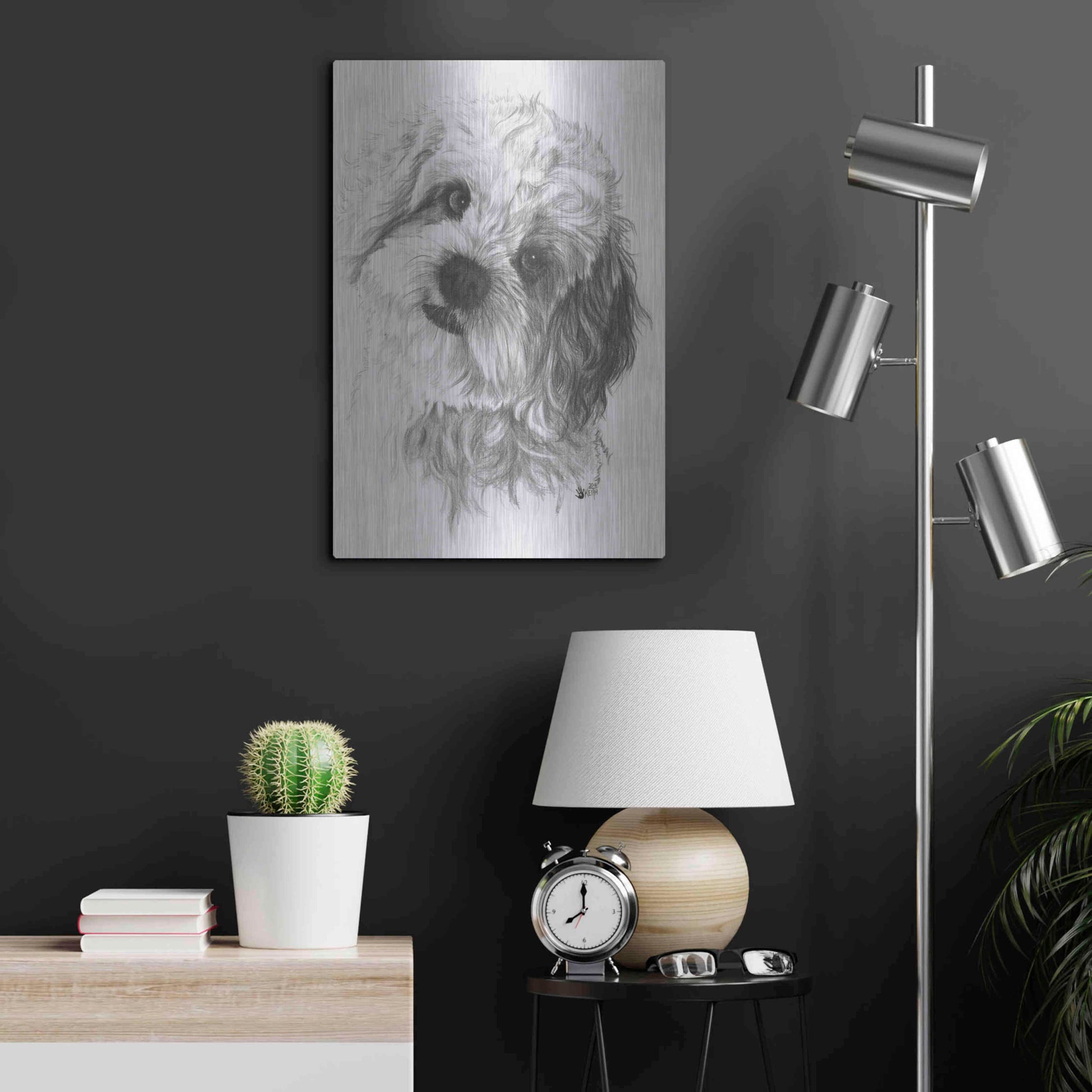 Luxe Metal Art 'Cavachon' by Barbara Keith, Metal Wall Art,16x24