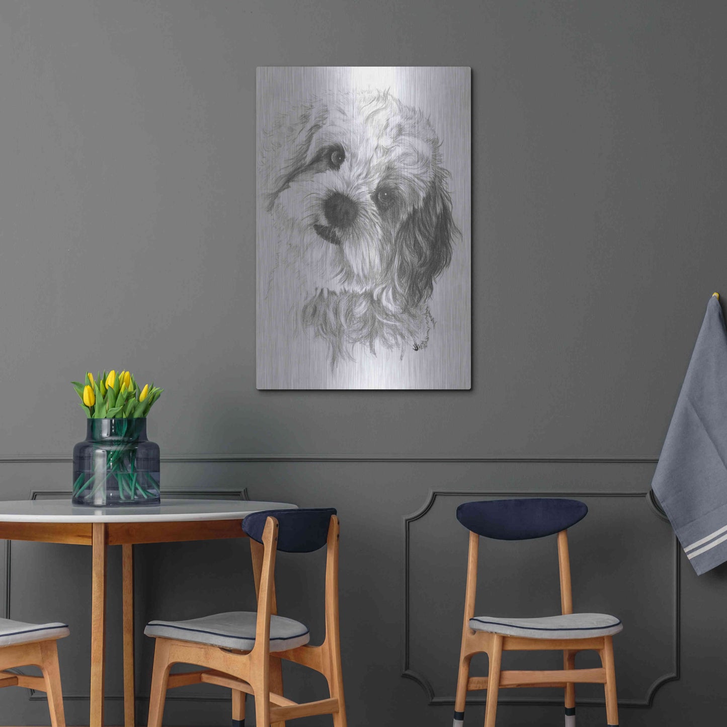 Luxe Metal Art 'Cavachon' by Barbara Keith, Metal Wall Art,24x36