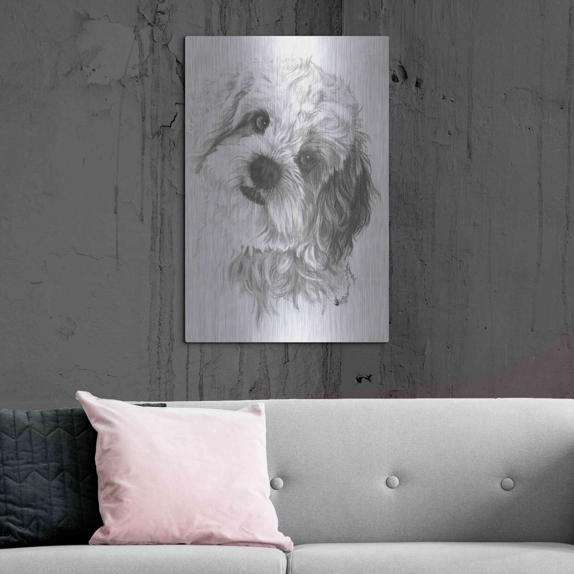 Luxe Metal Art 'Cavachon' by Barbara Keith, Metal Wall Art,24x36