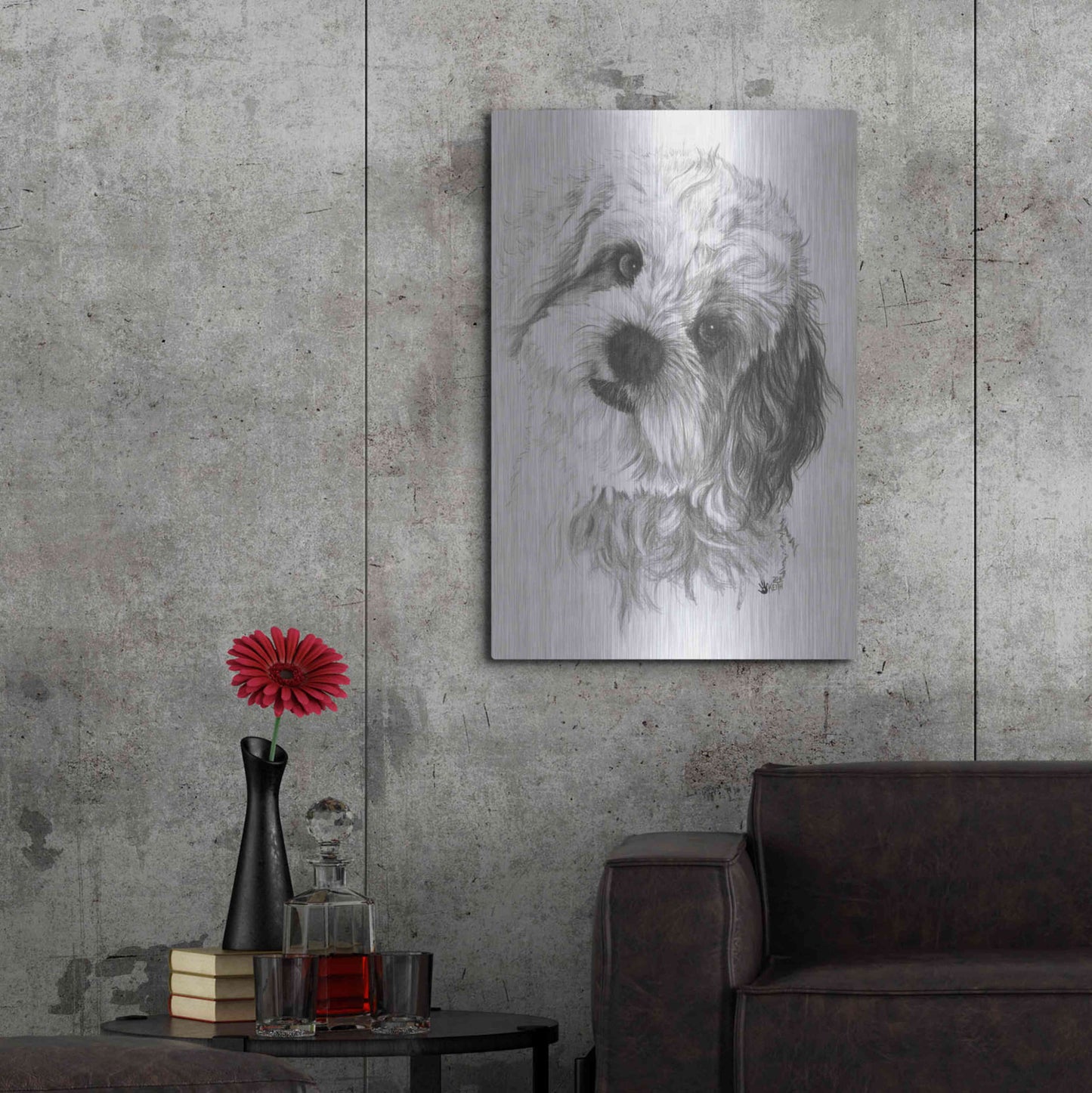 Luxe Metal Art 'Cavachon' by Barbara Keith, Metal Wall Art,24x36