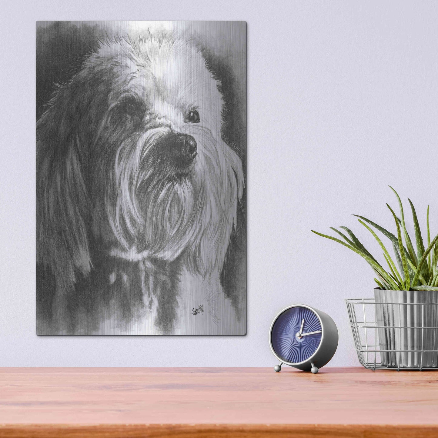 Luxe Metal Art 'Schnoodle' by Barbara Keith, Metal Wall Art,12x16