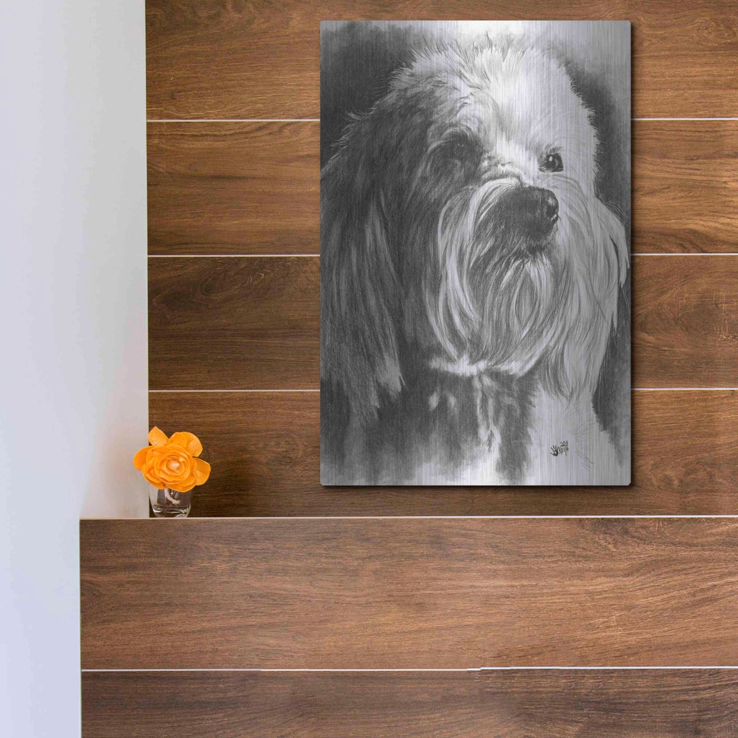 Luxe Metal Art 'Schnoodle' by Barbara Keith, Metal Wall Art,12x16