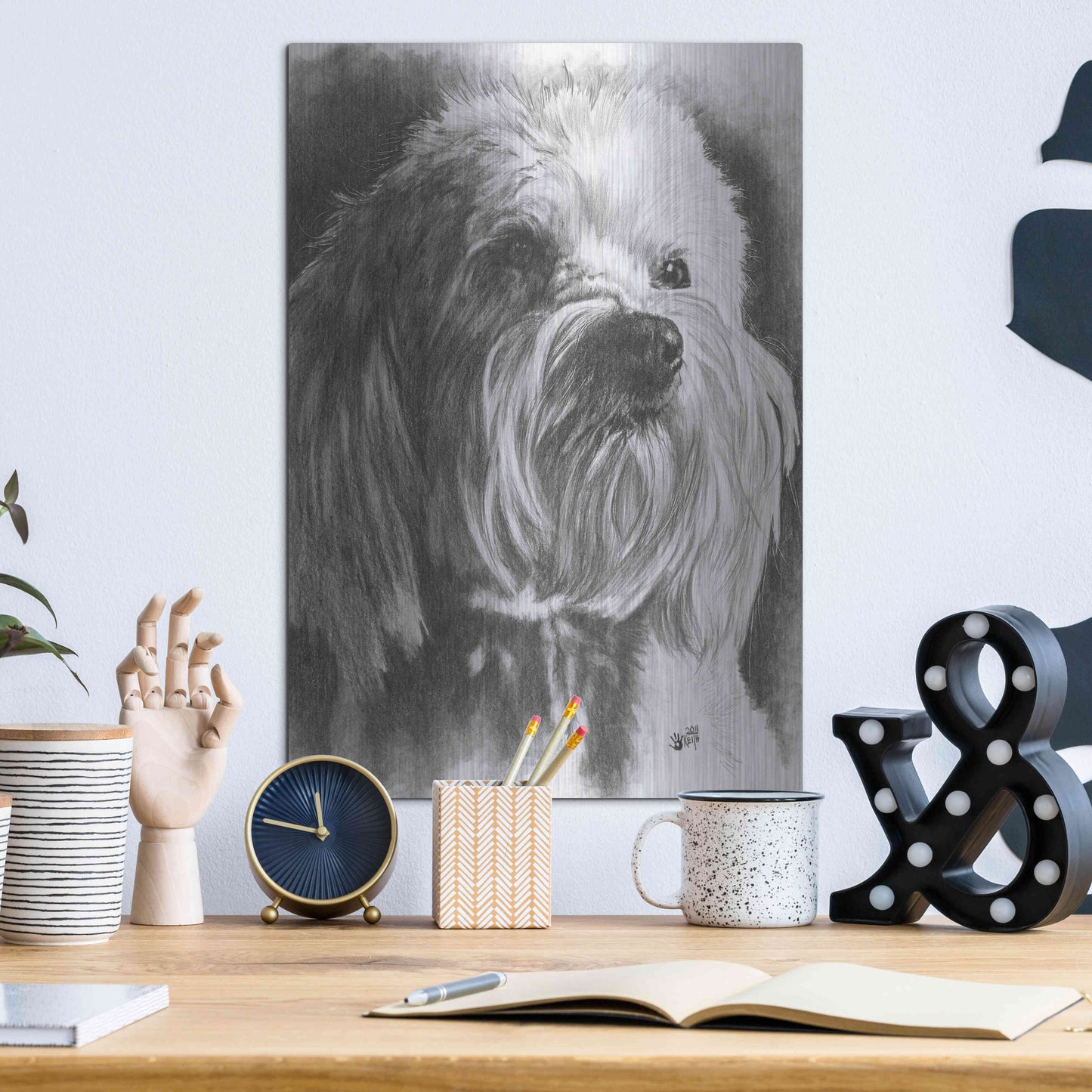 Luxe Metal Art 'Schnoodle' by Barbara Keith, Metal Wall Art,12x16