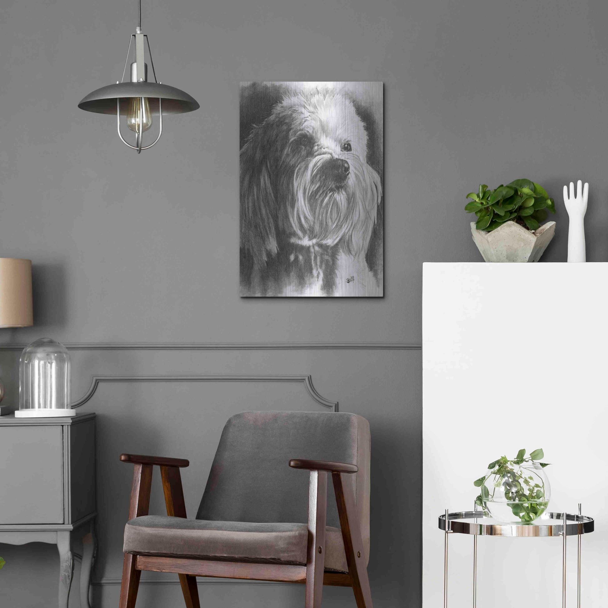 Luxe Metal Art 'Schnoodle' by Barbara Keith, Metal Wall Art,16x24