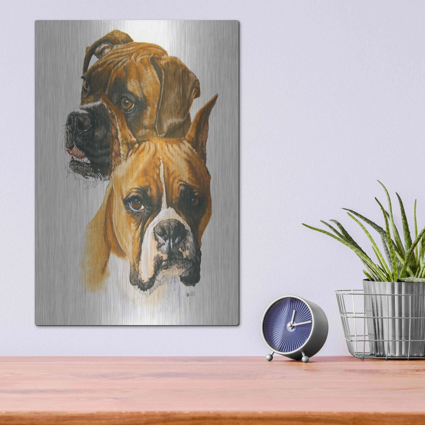 Luxe Metal Art 'Boxer' by Barbara Keith, Metal Wall Art,12x16