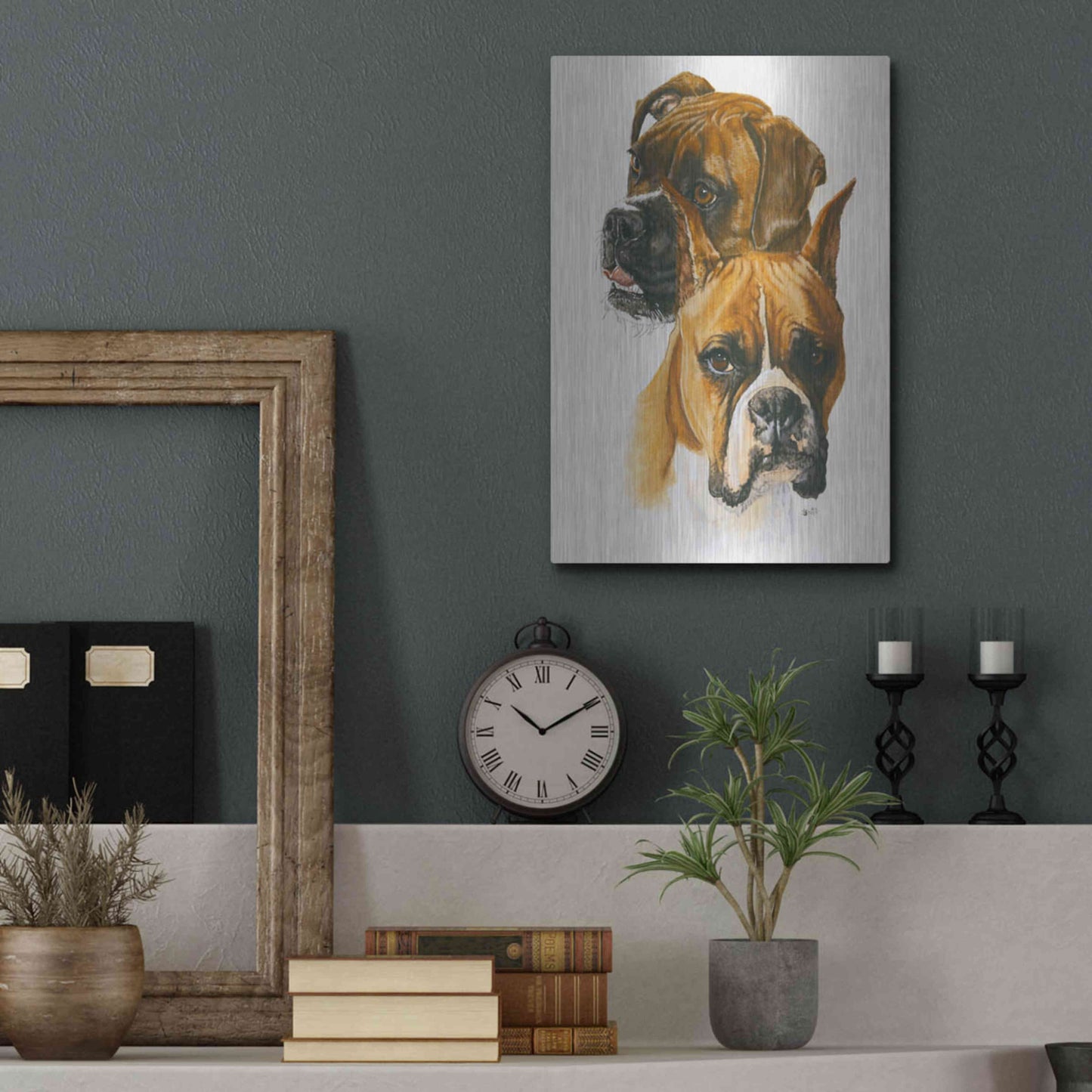 Luxe Metal Art 'Boxer' by Barbara Keith, Metal Wall Art,12x16