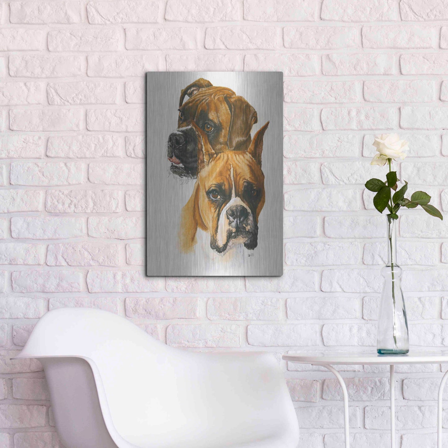 Luxe Metal Art 'Boxer' by Barbara Keith, Metal Wall Art,16x24