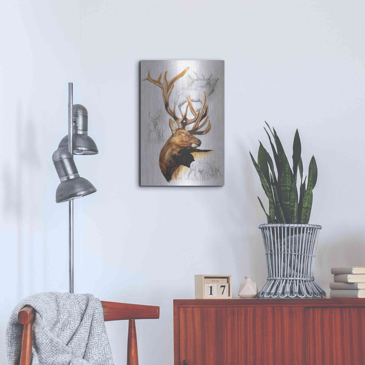 Luxe Metal Art 'Elk' by Barbara Keith, Metal Wall Art,16x24