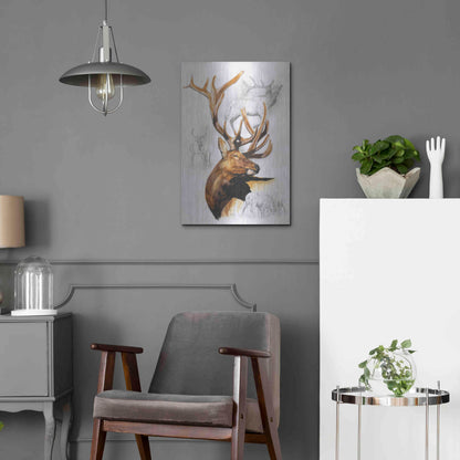 Luxe Metal Art 'Elk' by Barbara Keith, Metal Wall Art,16x24