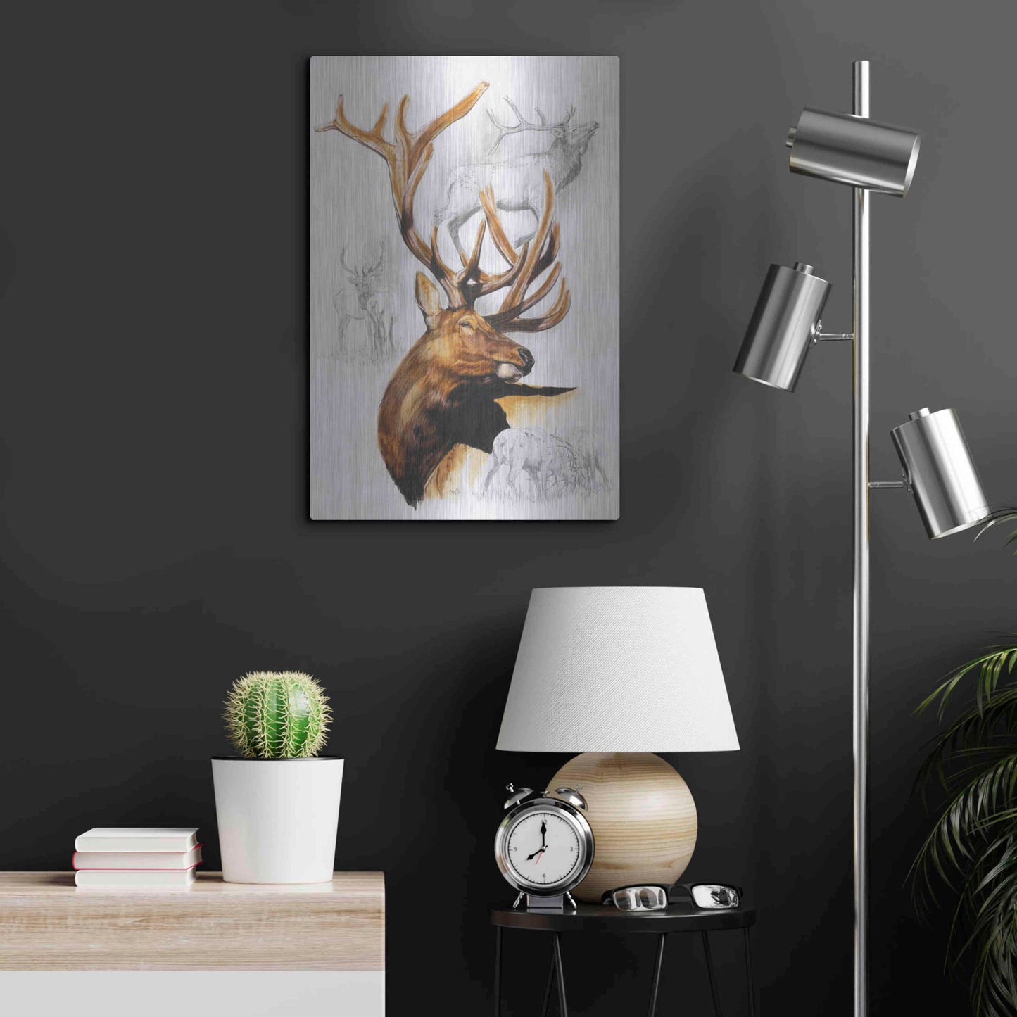 Luxe Metal Art 'Elk' by Barbara Keith, Metal Wall Art,16x24