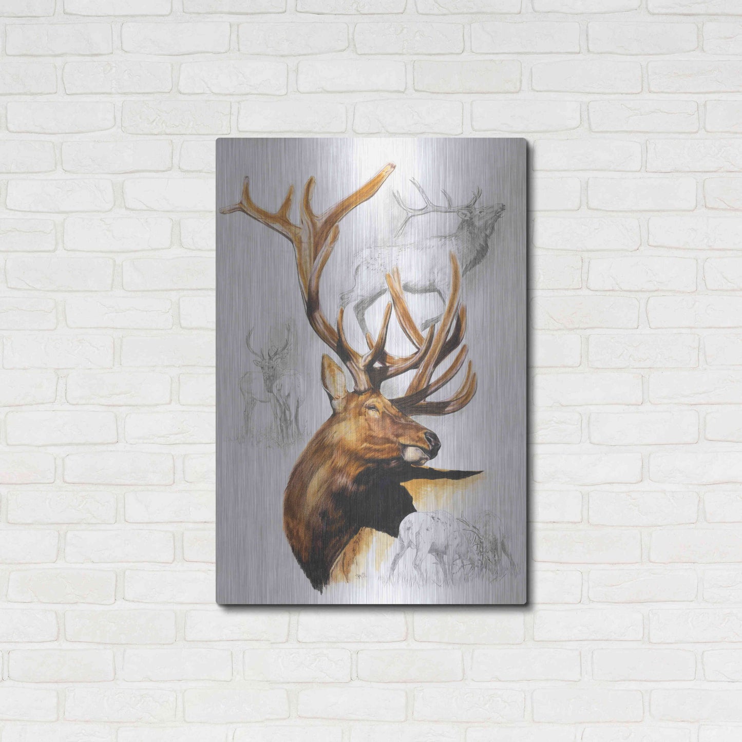 Luxe Metal Art 'Elk' by Barbara Keith, Metal Wall Art,24x36