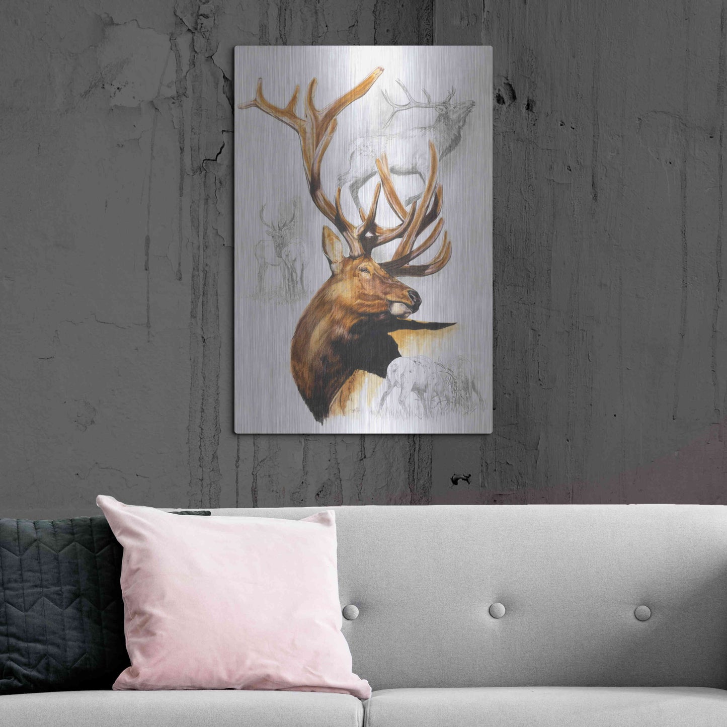 Luxe Metal Art 'Elk' by Barbara Keith, Metal Wall Art,24x36