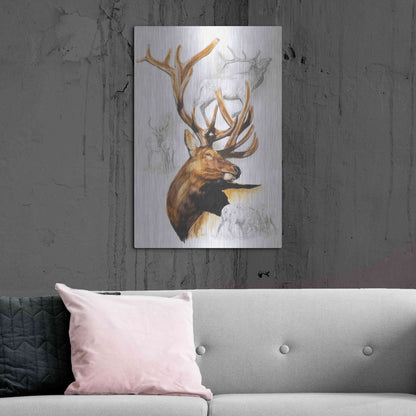 Luxe Metal Art 'Elk' by Barbara Keith, Metal Wall Art,24x36