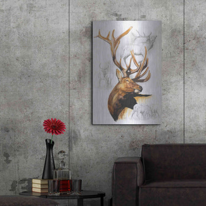 Luxe Metal Art 'Elk' by Barbara Keith, Metal Wall Art,24x36