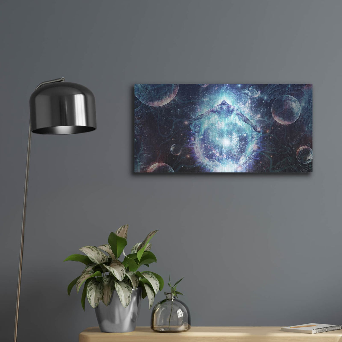 'All From Nothing We Become Something' by Cameron Gray – Metal Wall Art, 24x12 room view
