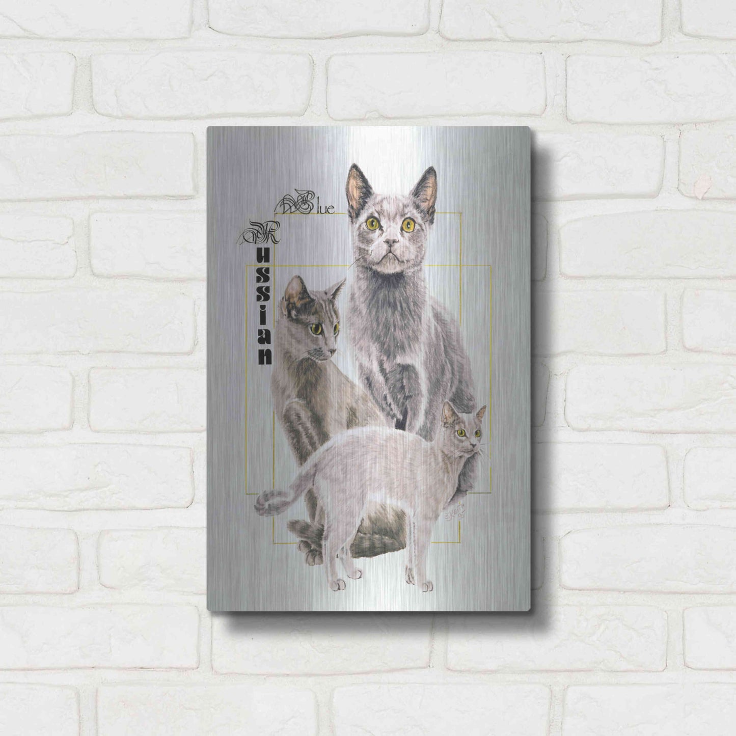 Luxe Metal Art 'Russian Blue' by Barbara Keith, Metal Wall Art,12x16