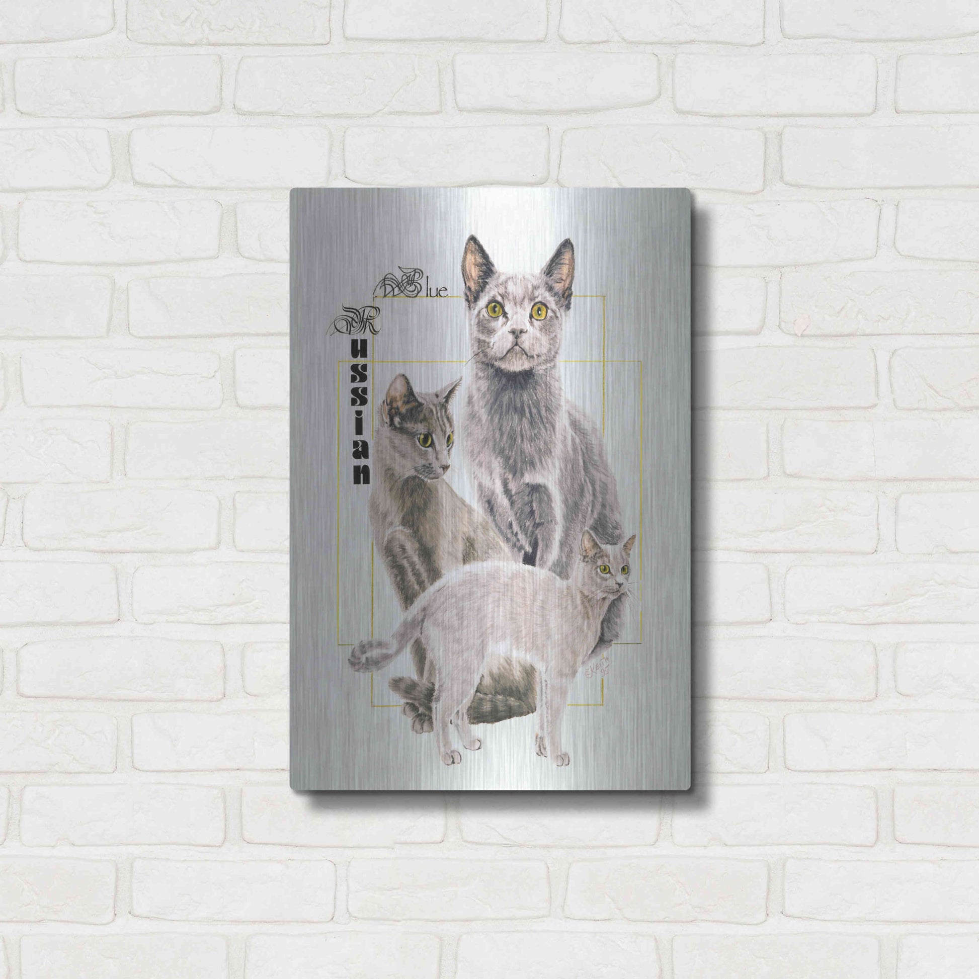 Luxe Metal Art 'Russian Blue' by Barbara Keith, Metal Wall Art,16x24