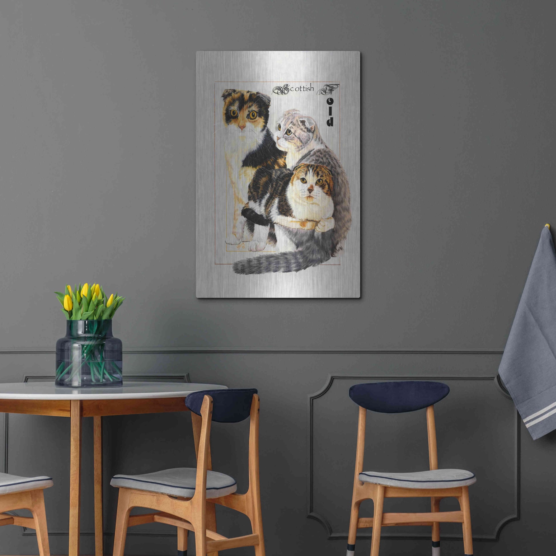 Luxe Metal Art 'Scottish Fold' by Barbara Keith, Metal Wall Art,24x36