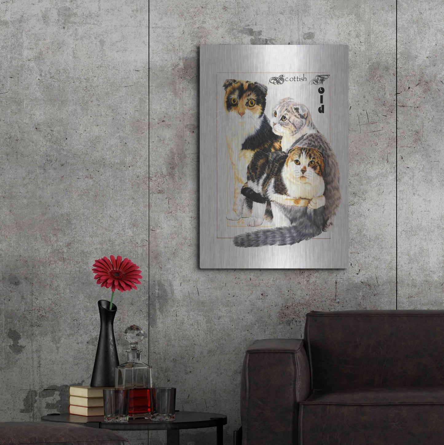 Luxe Metal Art 'Scottish Fold' by Barbara Keith, Metal Wall Art,24x36