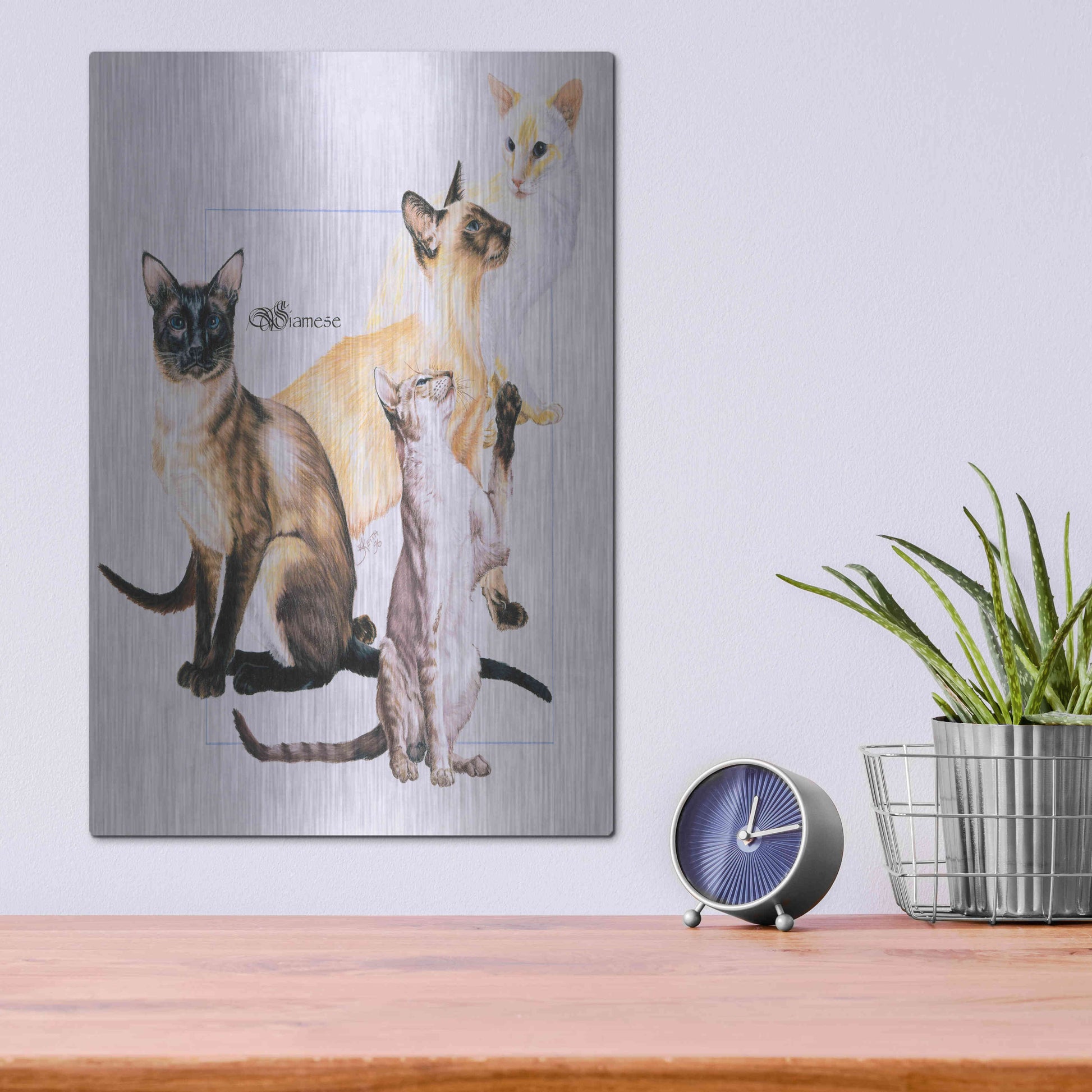 Luxe Metal Art 'Siamese' by Barbara Keith, Metal Wall Art,12x16